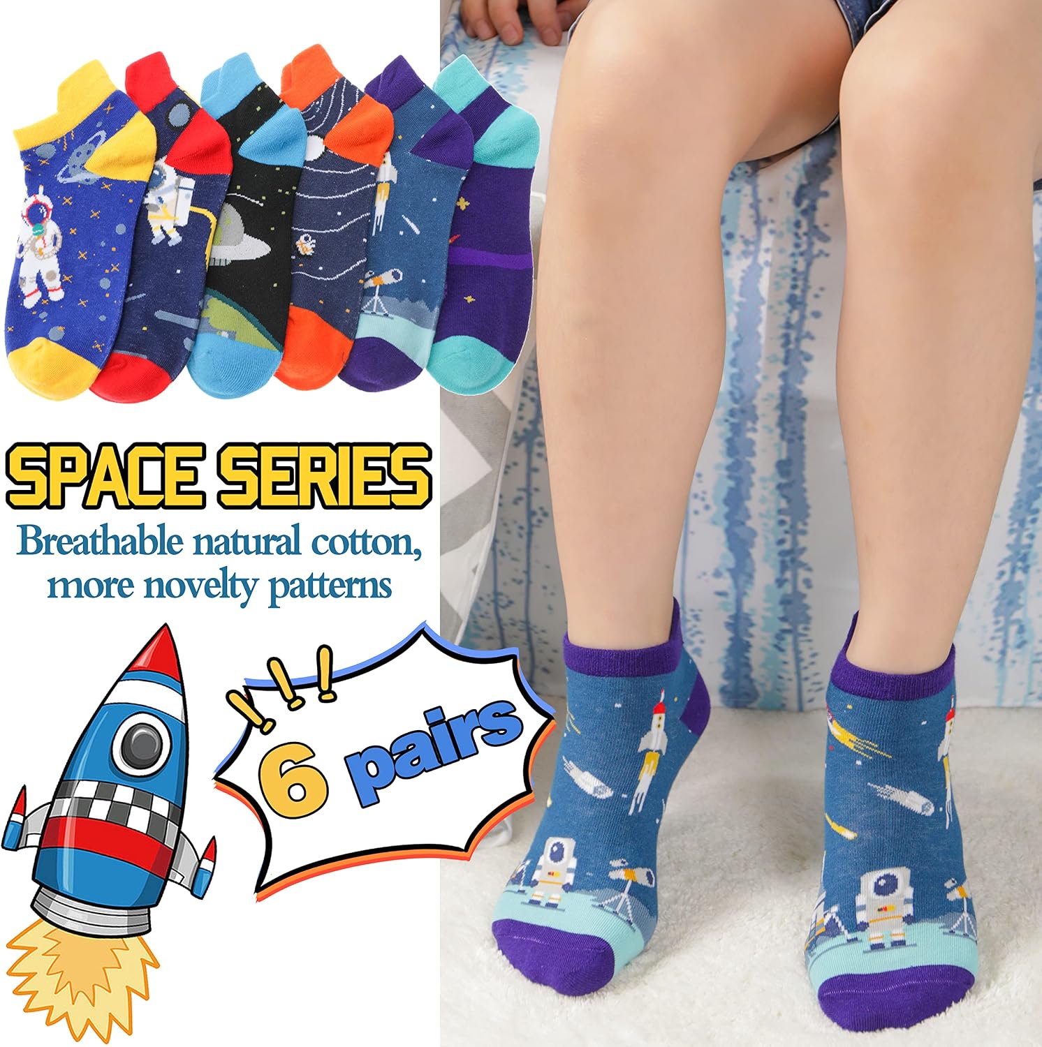 Thumbnail 2 de Welwoos Kinder Sneaker-Socken 6 Paar