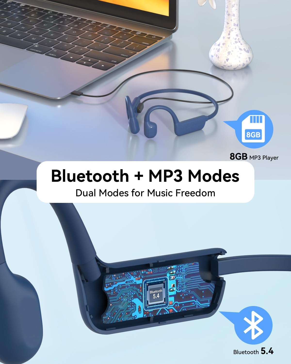 Detalle 1 de Cuffie subacquee Bluetooth 5.4 MONODEAL 8 GB