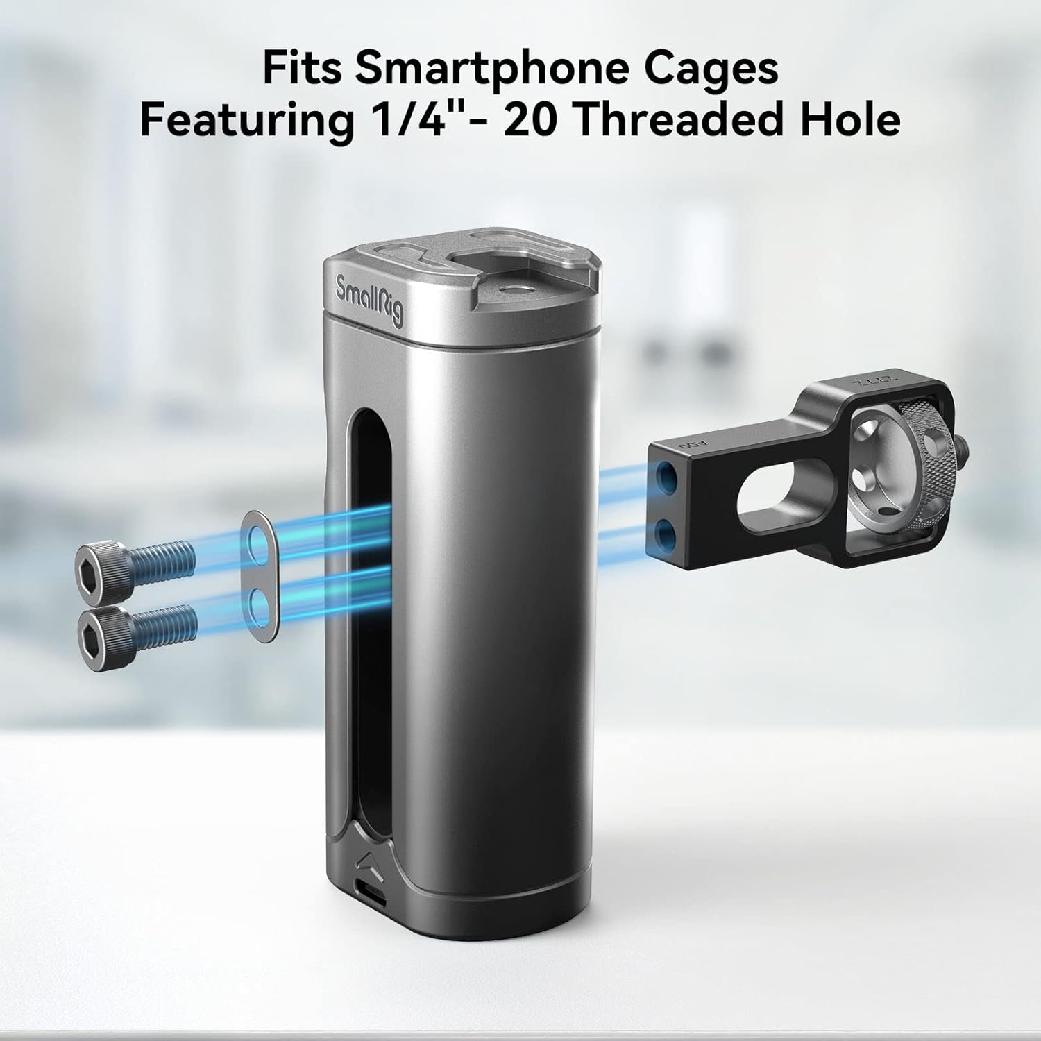 Detalle de SMALLRIG Mini Side Handle for Phone Cage (3894): Up/Down Adjustable, 1/4''-20 Threads & Cold Shoe