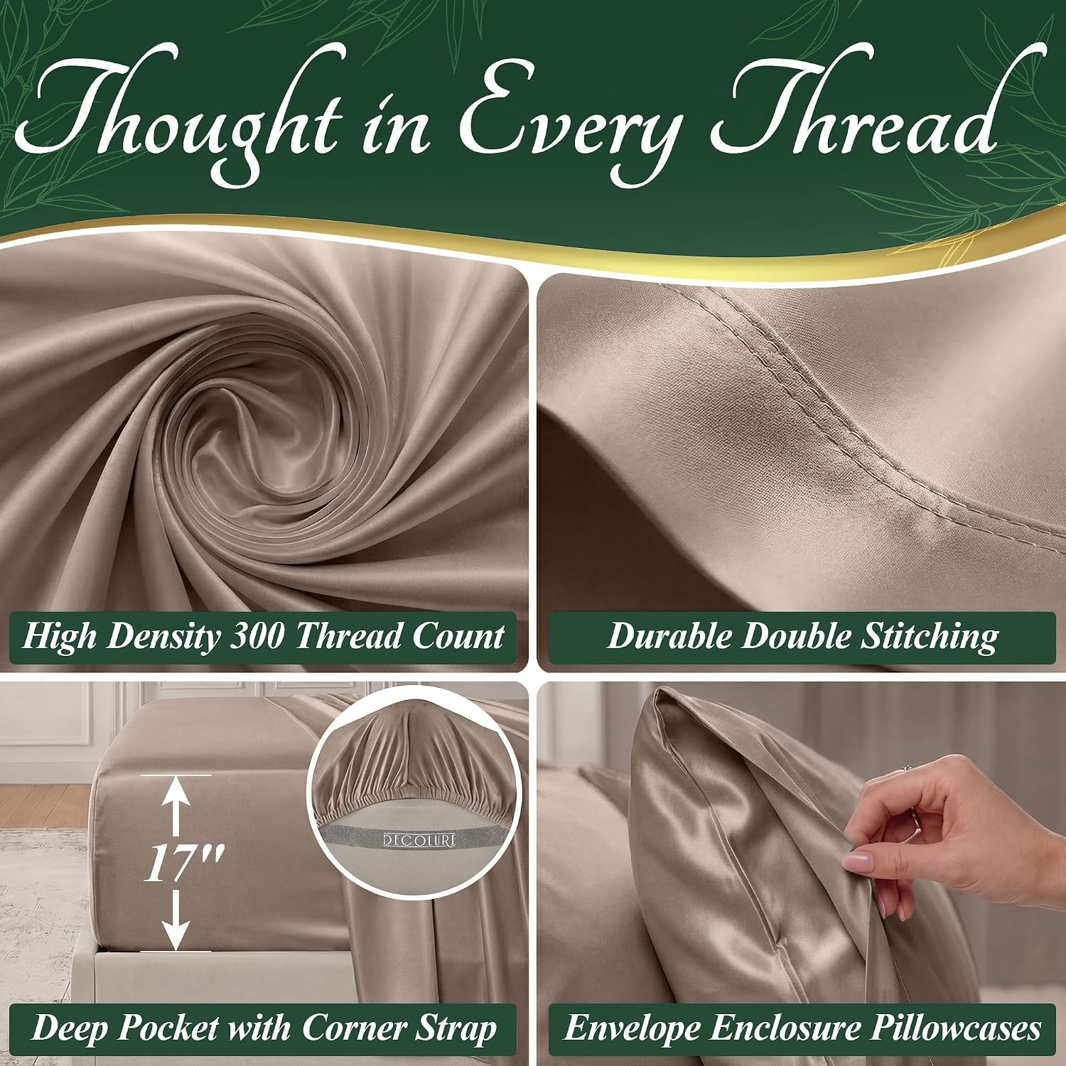 Thumbnail 3 de DECOLURE Viscose Bamboo King Sheets 6Pc 17