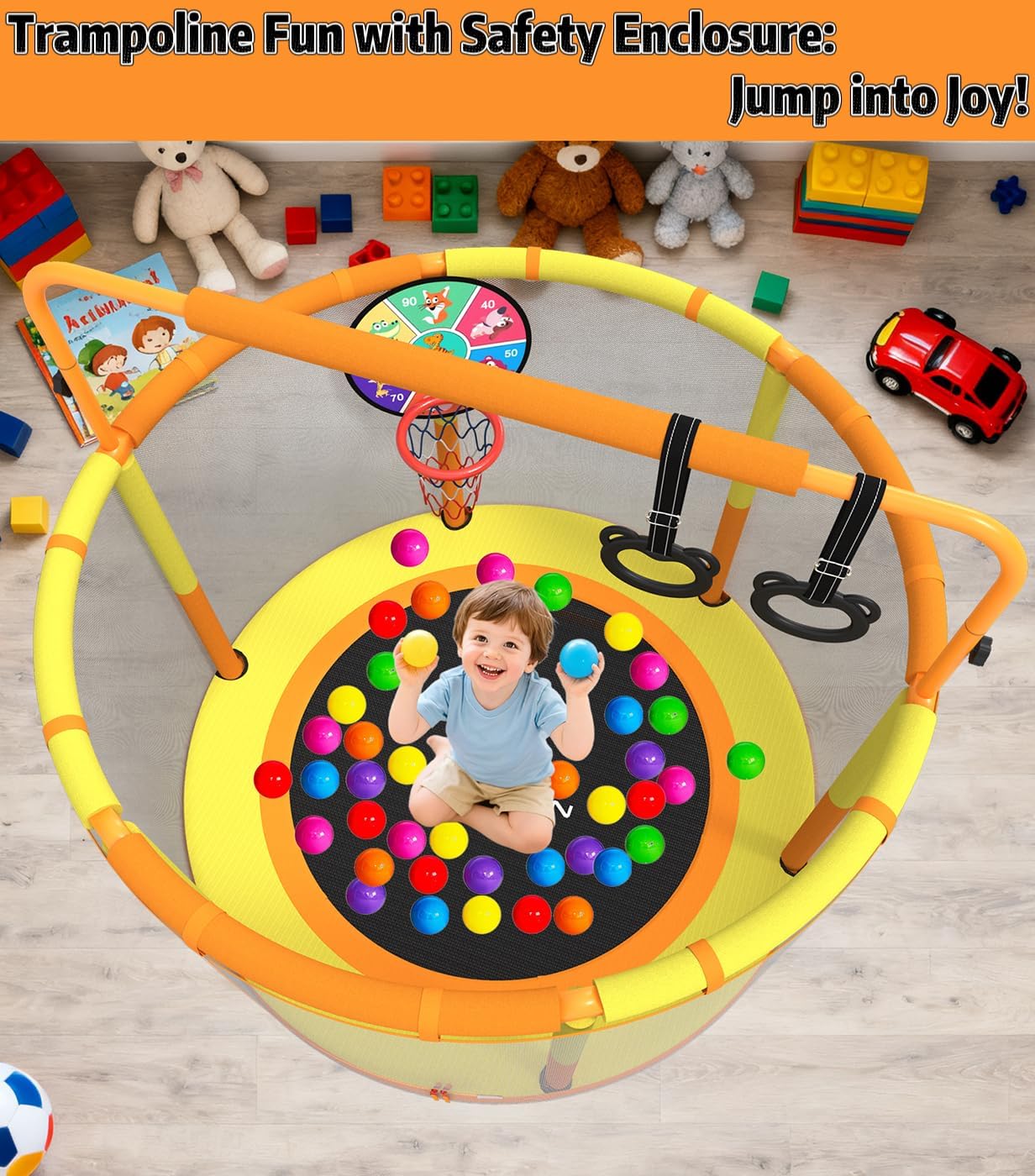Thumbnail 6 de LANGXUN 60" 6-in-1 Trampoline for Kids — Indoor/Outdoor with Swing, Basketball Hoop, Dart Board & More
