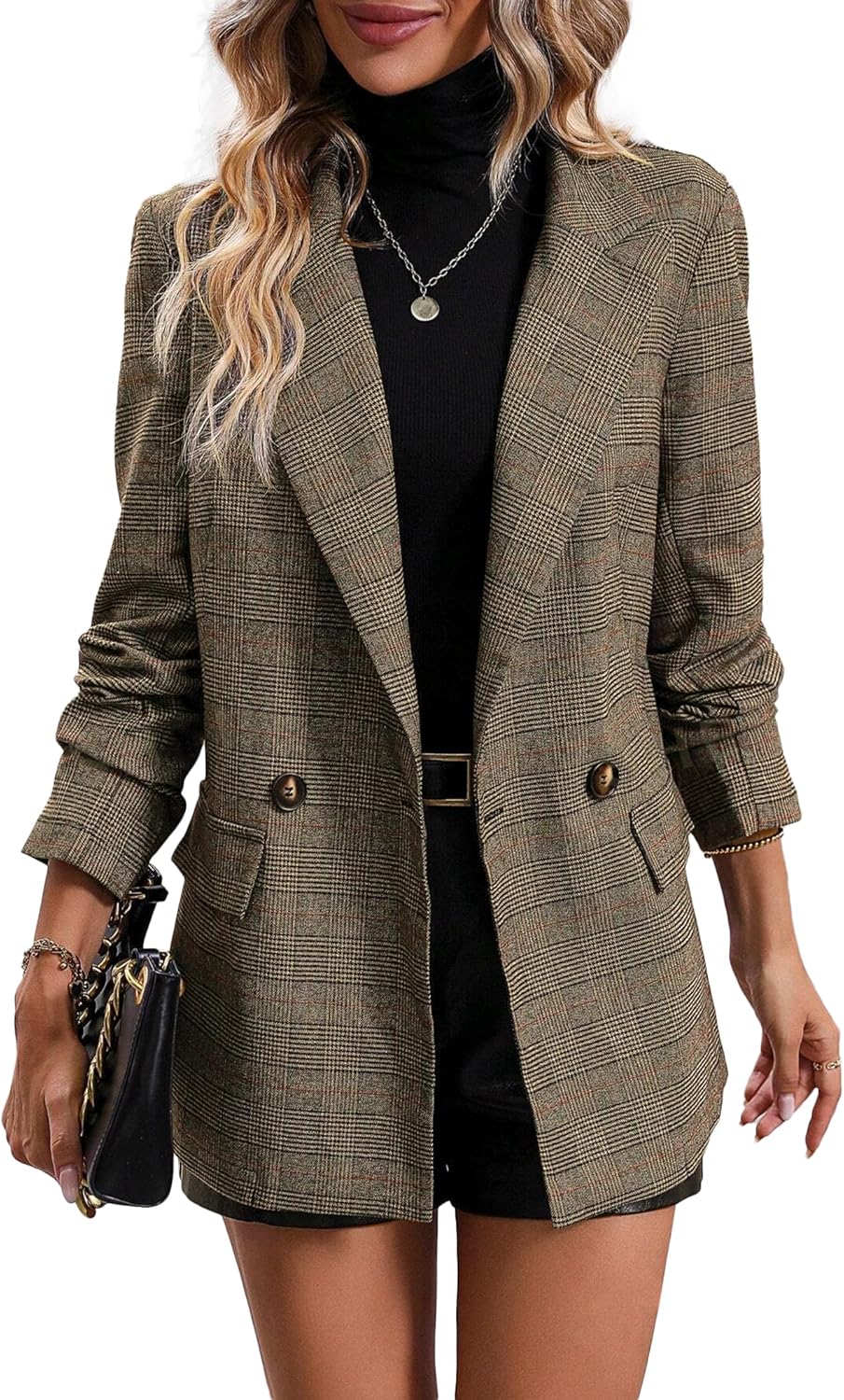 Detalle de Mina Self 2026 Plaid Houndstooth Blazer 2026