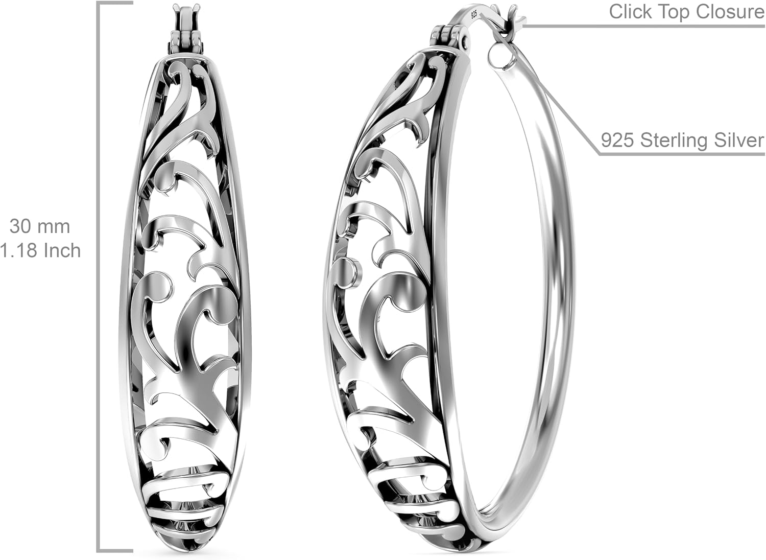Detalle 2 de LeCalla 925 Sterling Silber Creolen 32 mm
