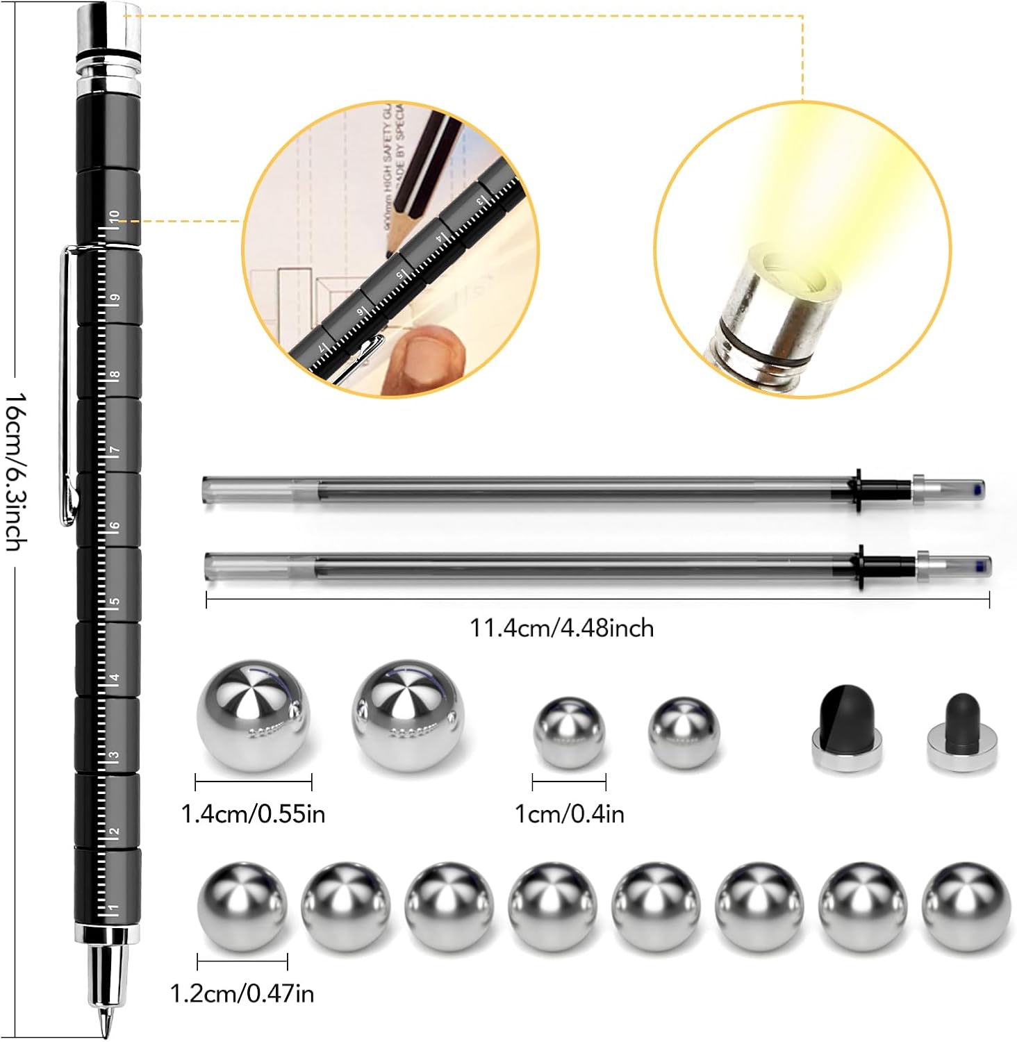 Detalle 2 de boncty Fidget Pen, Multifunction Metal Desk Toy with LED and Transforming Parts