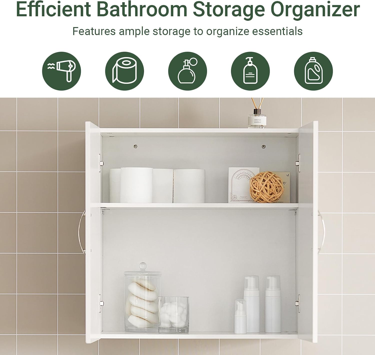 Thumbnail 3 de SoBuy FRG231-W Bathroom Wall Cabinet, 60 x 30 x 60 cm, Adjustable Shelf