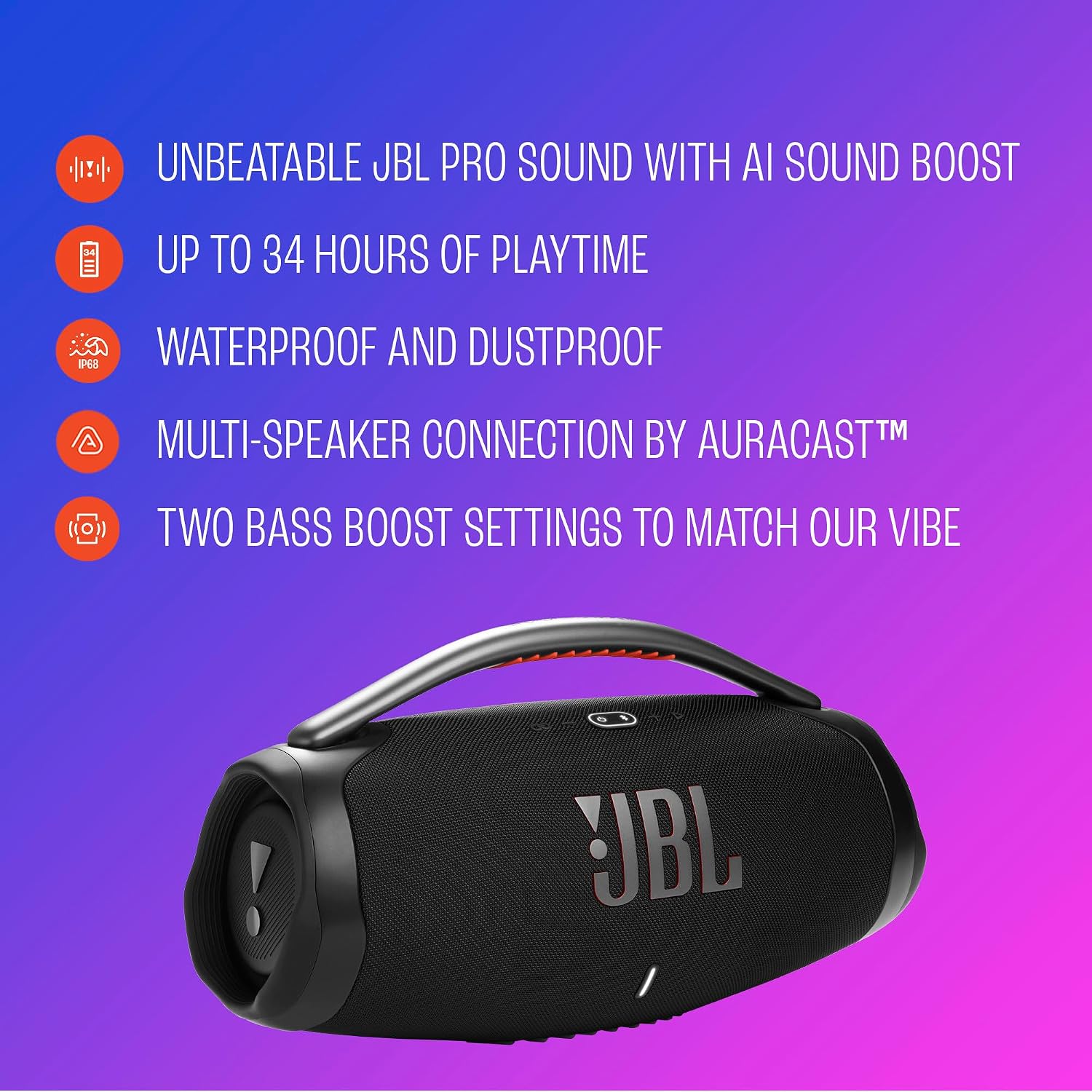 Detalle de JBL Boombox 4 JBLBOOMBOX4BLUAM Portable Bluetooth Speaker, Blue, IP68