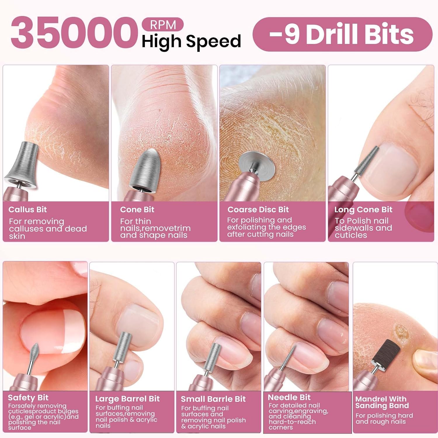 Detalle 2 de Cordless Nail Drill 35000RPM for manicures
