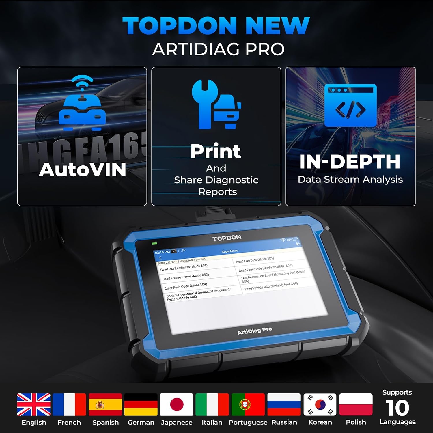Thumbnail 6 de TOPDON ArtiDiag Pro bi-directional car diagnostic tool (ECU coding & OE-level system diagnosis)