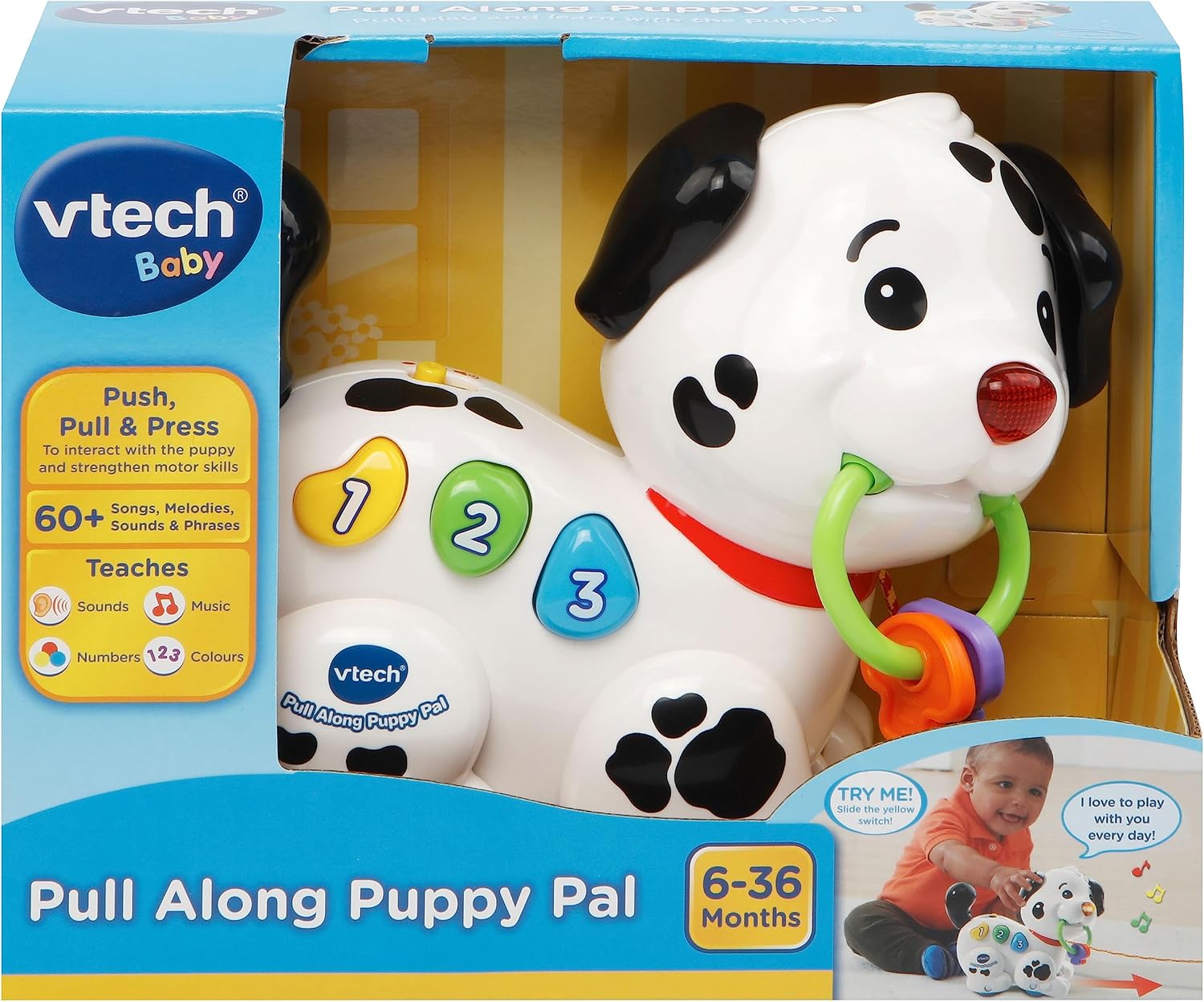 Thumbnail 1 de VTech Pull Along Puppy Pal interactive pull-along baby walker toy with music and phrases