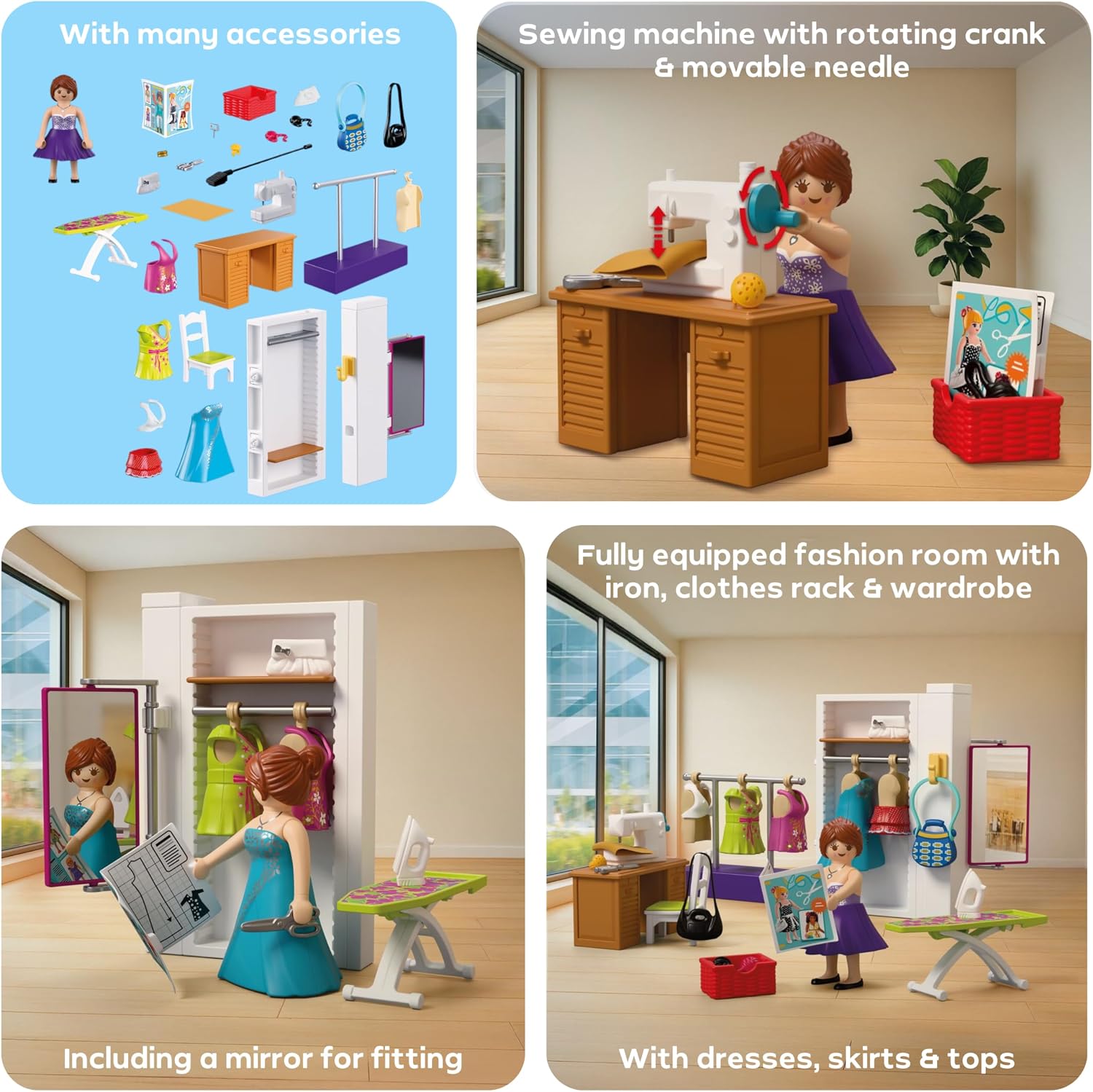 Detalle de Playmobil MyLife Fashion Designer: Sewing Studio with Sewing Machine and 6 Outfits (72082)