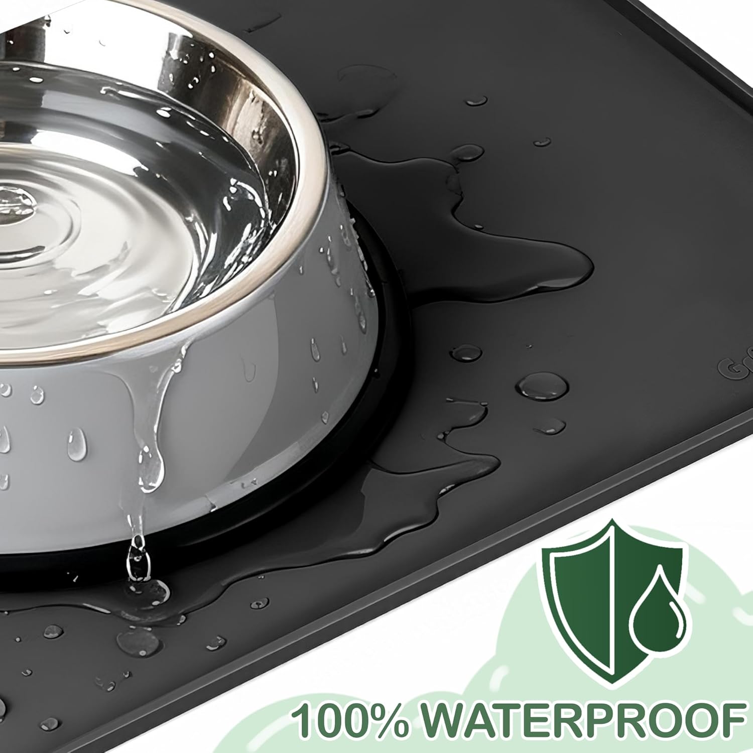 Detalle de Greatbond 100% Waterproof Silicone Pet Feeding Mat with Raised Edge – 55x38cm, BPA-Free, Non-Slip, Dishwasher Safe