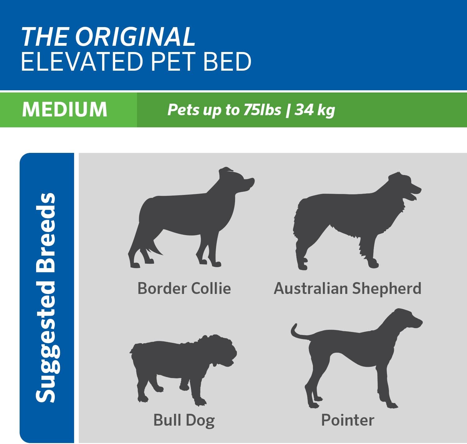 Detalle 2 de Coolaroo Original Elevated Dog Bed - Breathable Cooling Fabric, Off-the-Ground Comfort (Medium)