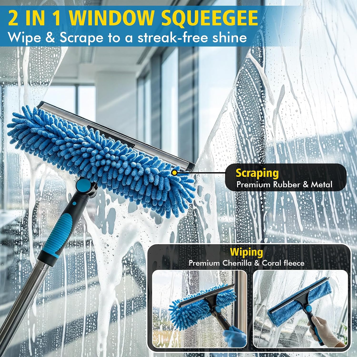 Thumbnail 3 de Scalnuvyyh 4.5M Window Cleaning Pole & 400ml Window Cleaner: A Practical Kit for High and Low Windows
