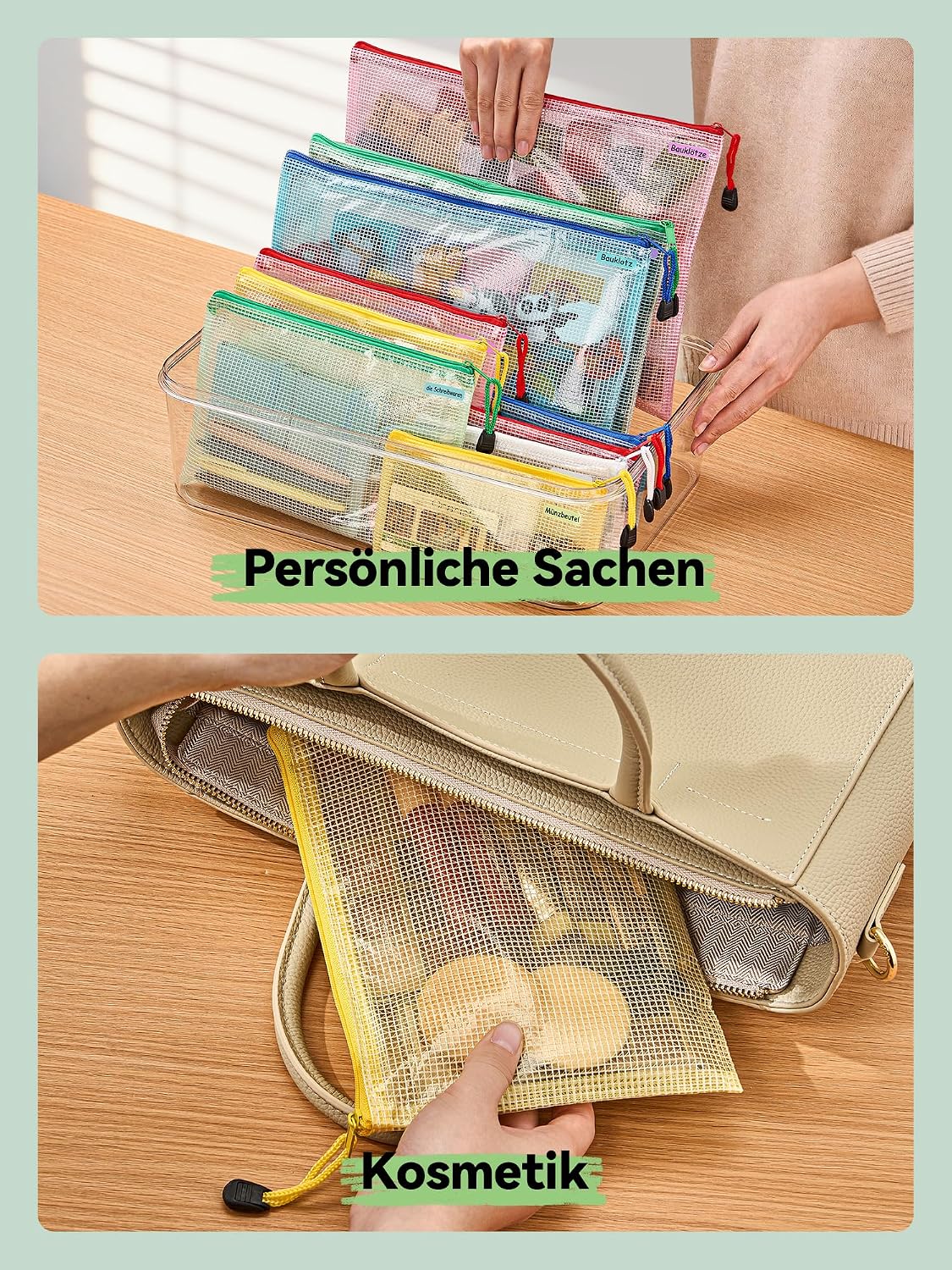Detalle de HEETA 15‑teiliges Dokumententasche Set A4/A5/A6 – Wasserdichte Reißverschlussbeutel in 5 Farben