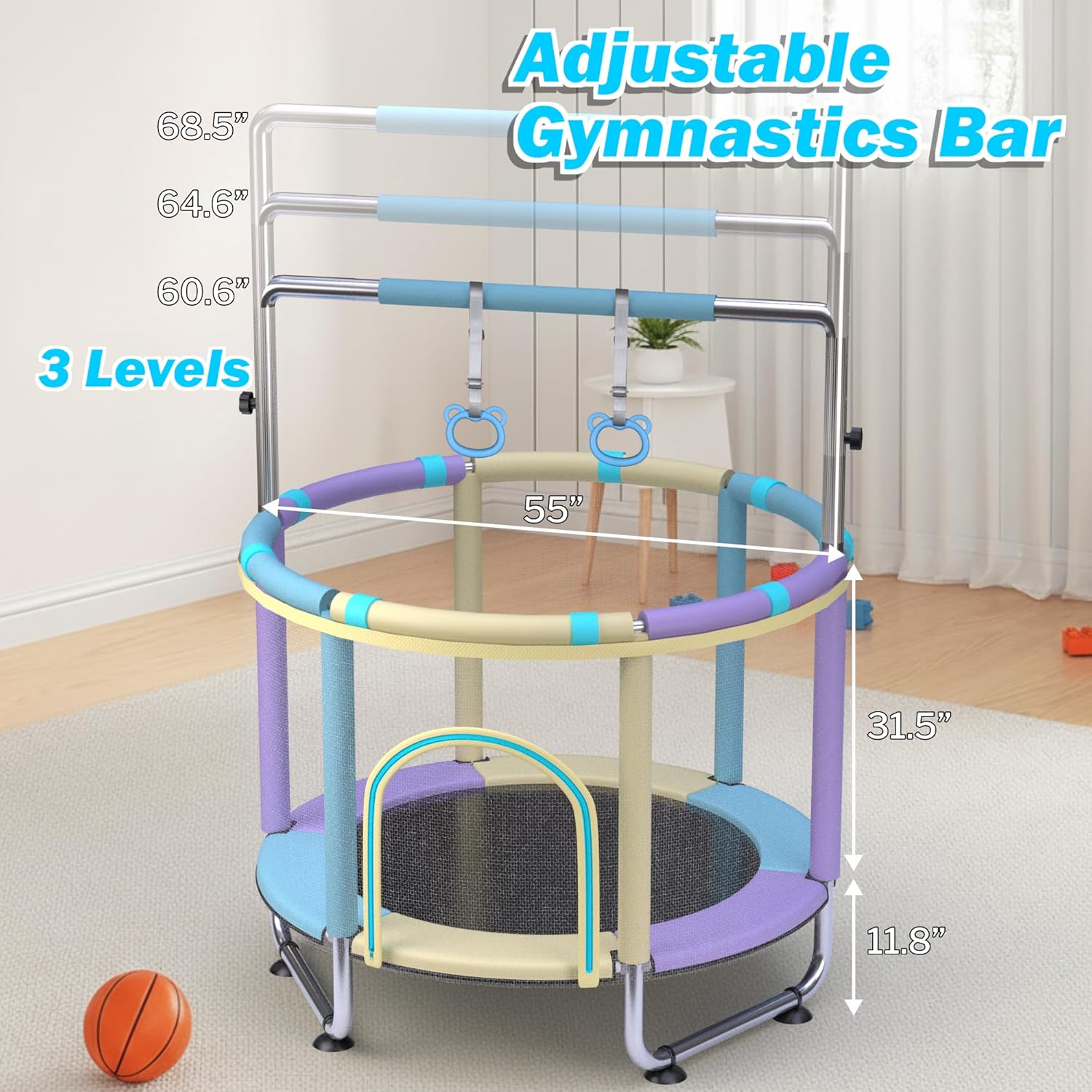 Thumbnail 3 de Trampoline for Kids 55inch Toddler Mini with 4-in-1 Play Accessory Set