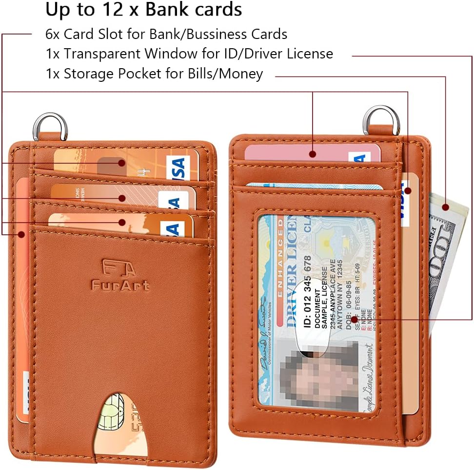 Thumbnail 5 de FurArt Portefeuille minimaliste ultra-fin avec blocage RFID et fenêtre d’identité (8 cartes)