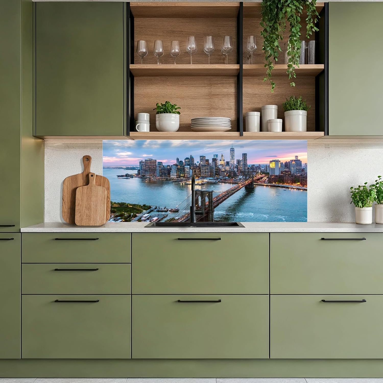 Detalle de KitchenYeah New York - Skyline keukenachterwand 80 x 150 cm, zelfklevend kunststof