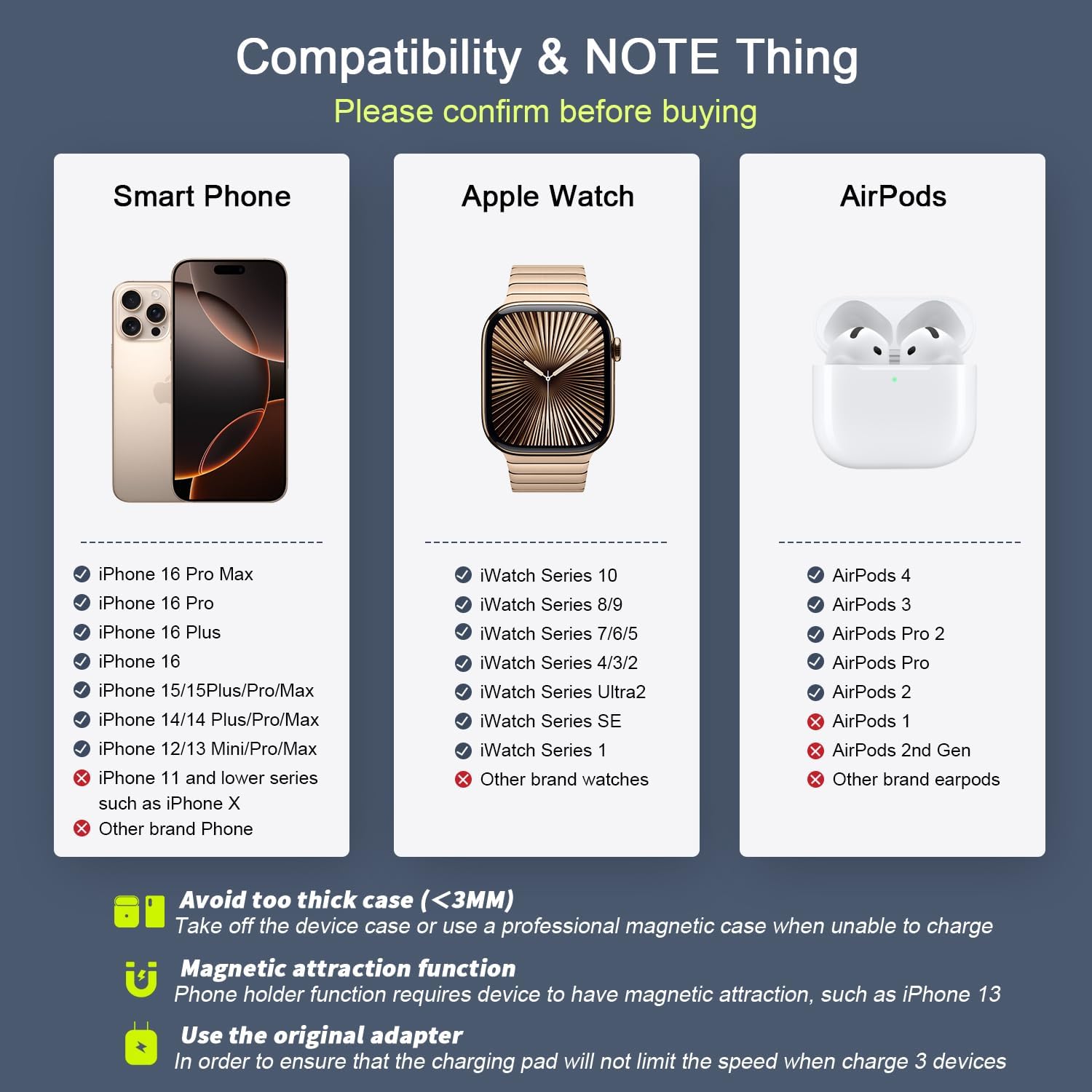 Thumbnail 2 de RTOPS Magnetic Travel 3-in-1 Wireless Charger