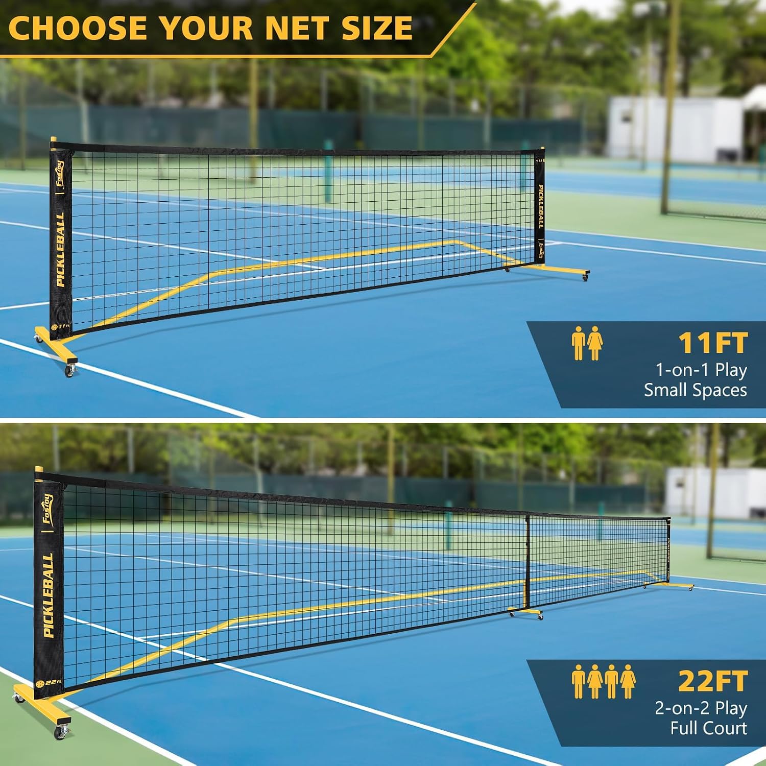 Detalle de Portable Pickleball Net Set with Wheels 22 ft