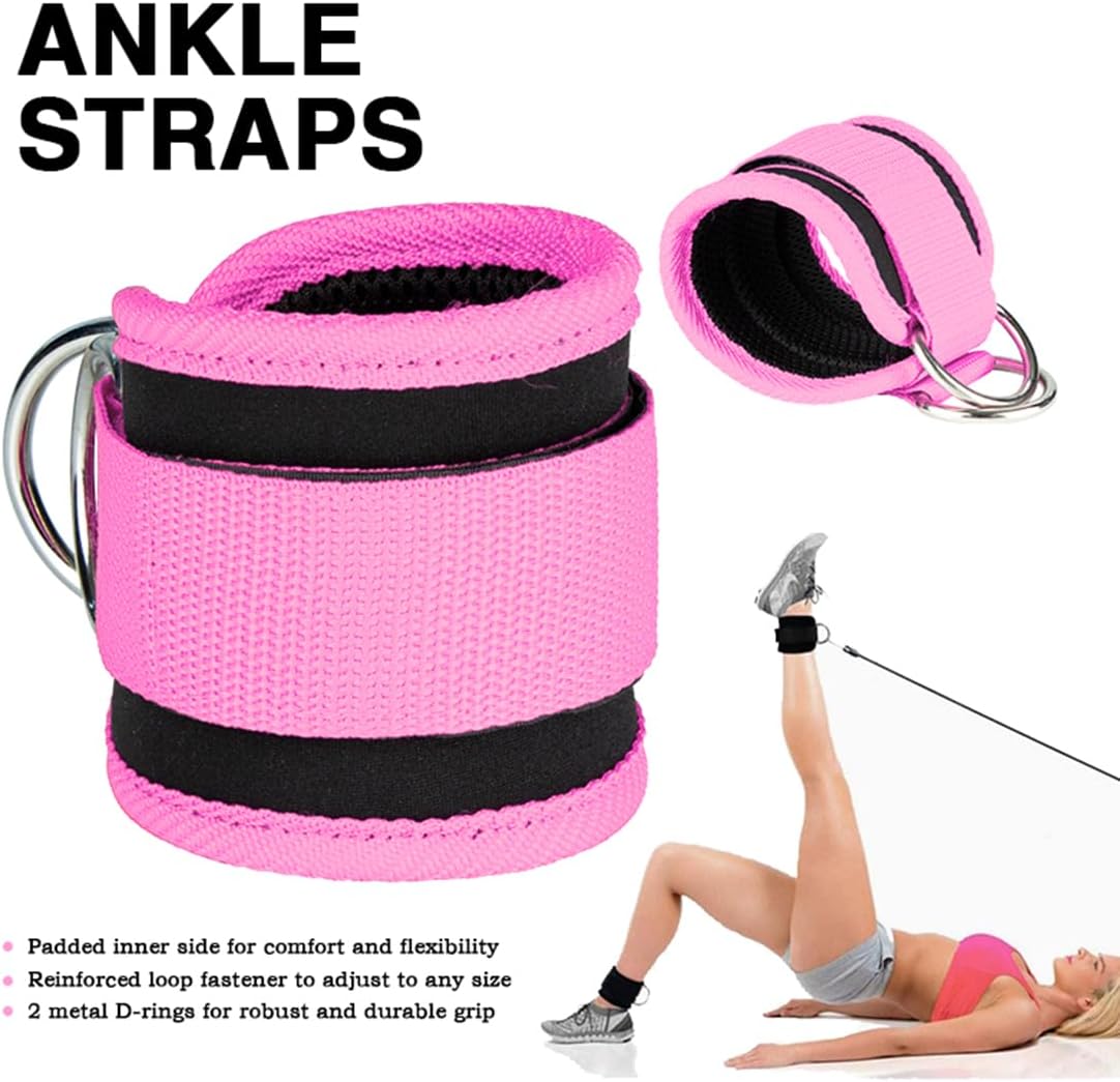 Detalle de Ankle Straps and Wrist Cuffs Pair for Cable Machines – Padded, Adjustable and Durable