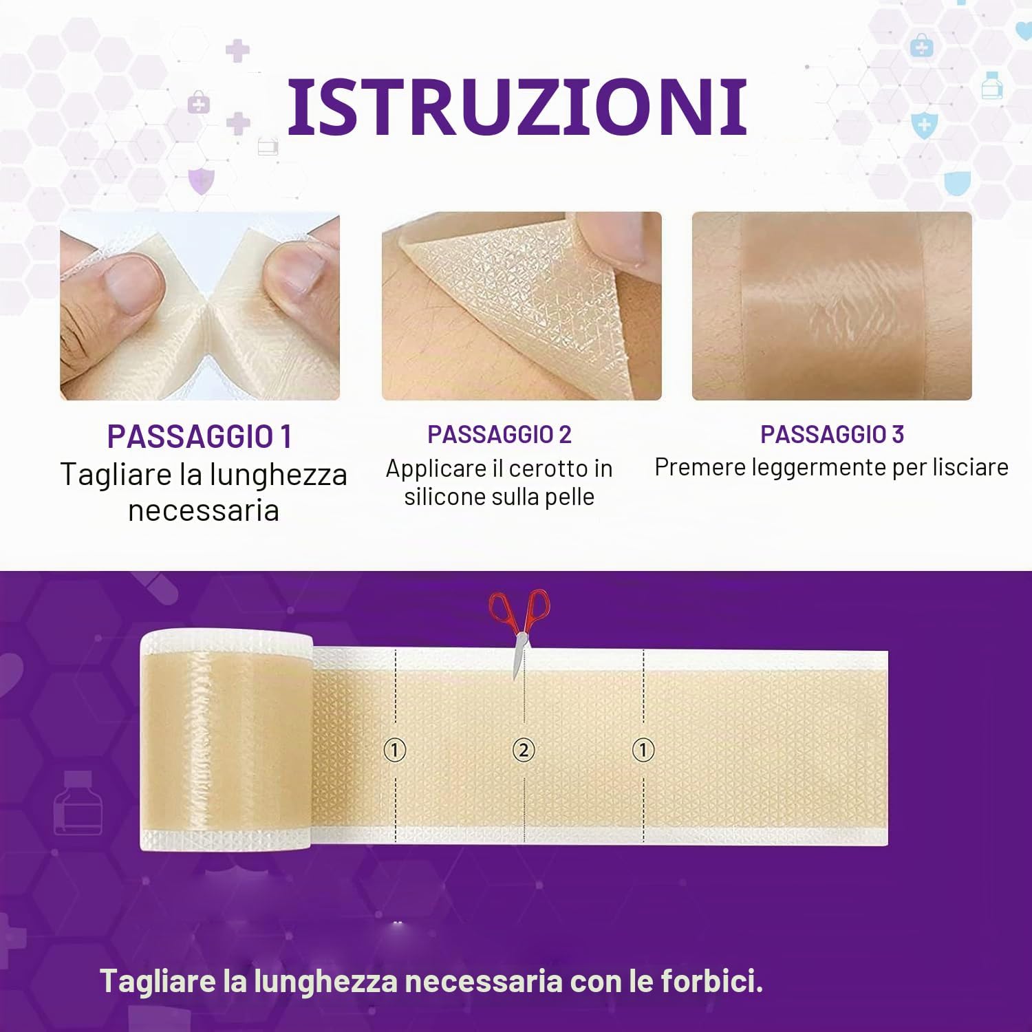 Thumbnail 2 de 1.5M Fogli di silicone cicatrici – fornitura di 6 mesi, riutilizzabili e delicati sulla pelle