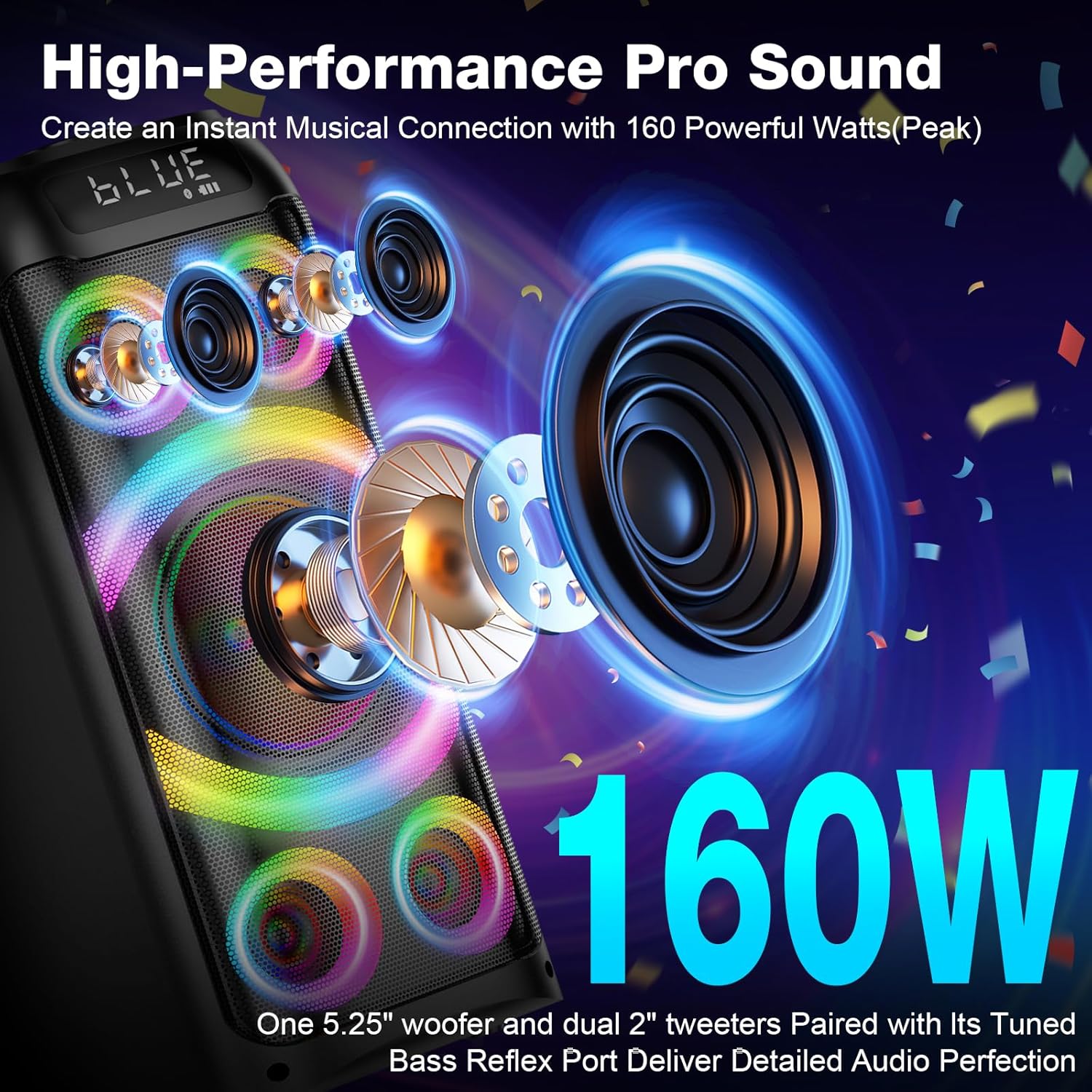 Detalle 2 de BOHINI T77 160W Bluetooth Speaker