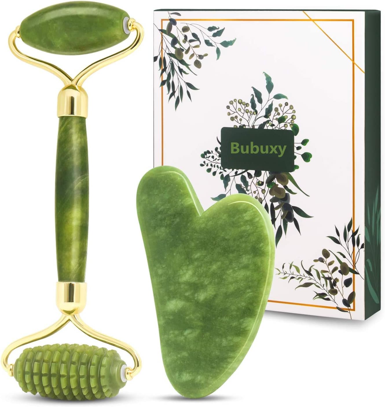 Detalle de Bubuxy Jade Roller Massage Set Hautverjüngung