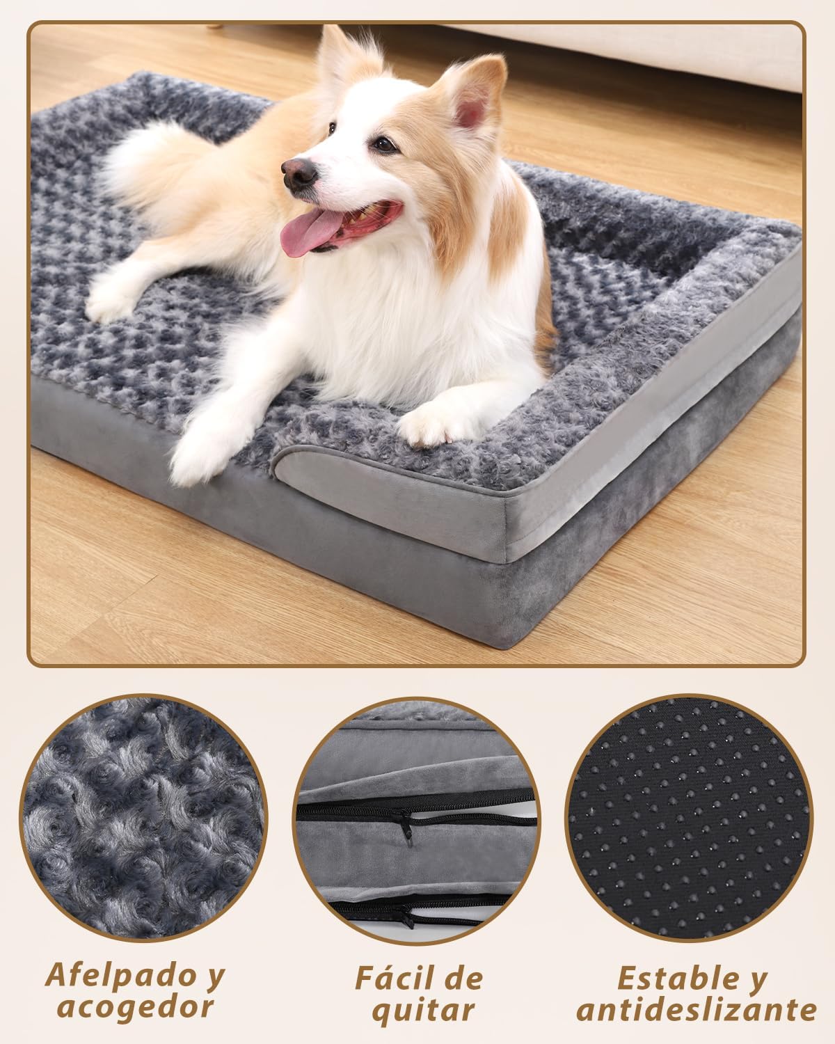 Detalle 2 de KSIIA Cama Perro Grande 121x76x18 cm