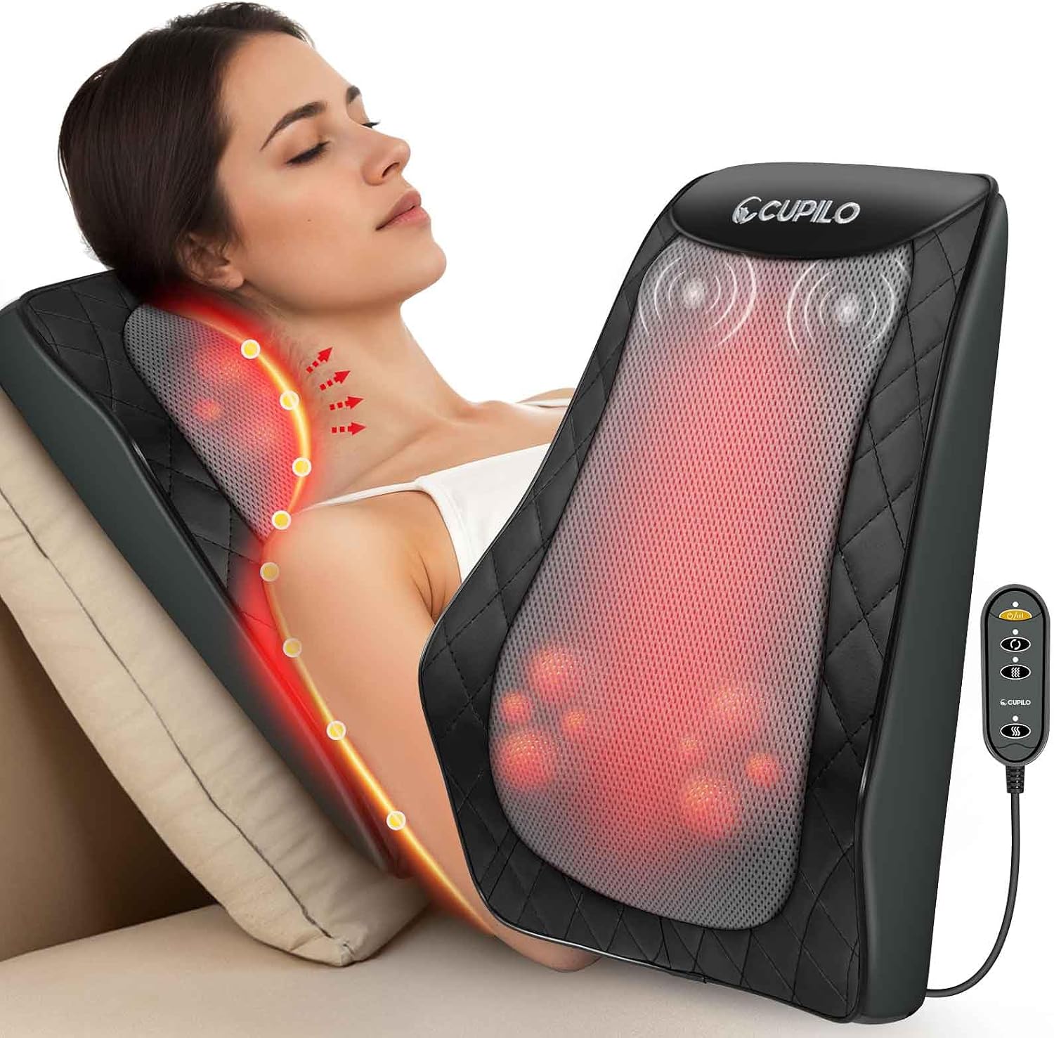 Detalle de CuPiLo CPL-1128-UK Shiatsu Neck and Back Massager with Heat, 8 Nodes