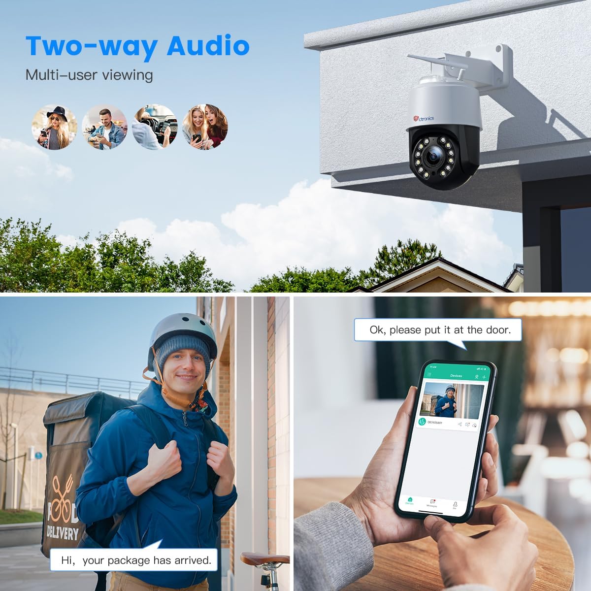 Thumbnail 5 de Ctronics 4K 8MP 5x Optischer Zoom Outdoor‑Überwachungskamera mit PTZ, WLAN (2,4/5 GHz), 50 m Farbnachtsicht, Zweiwege-Audio