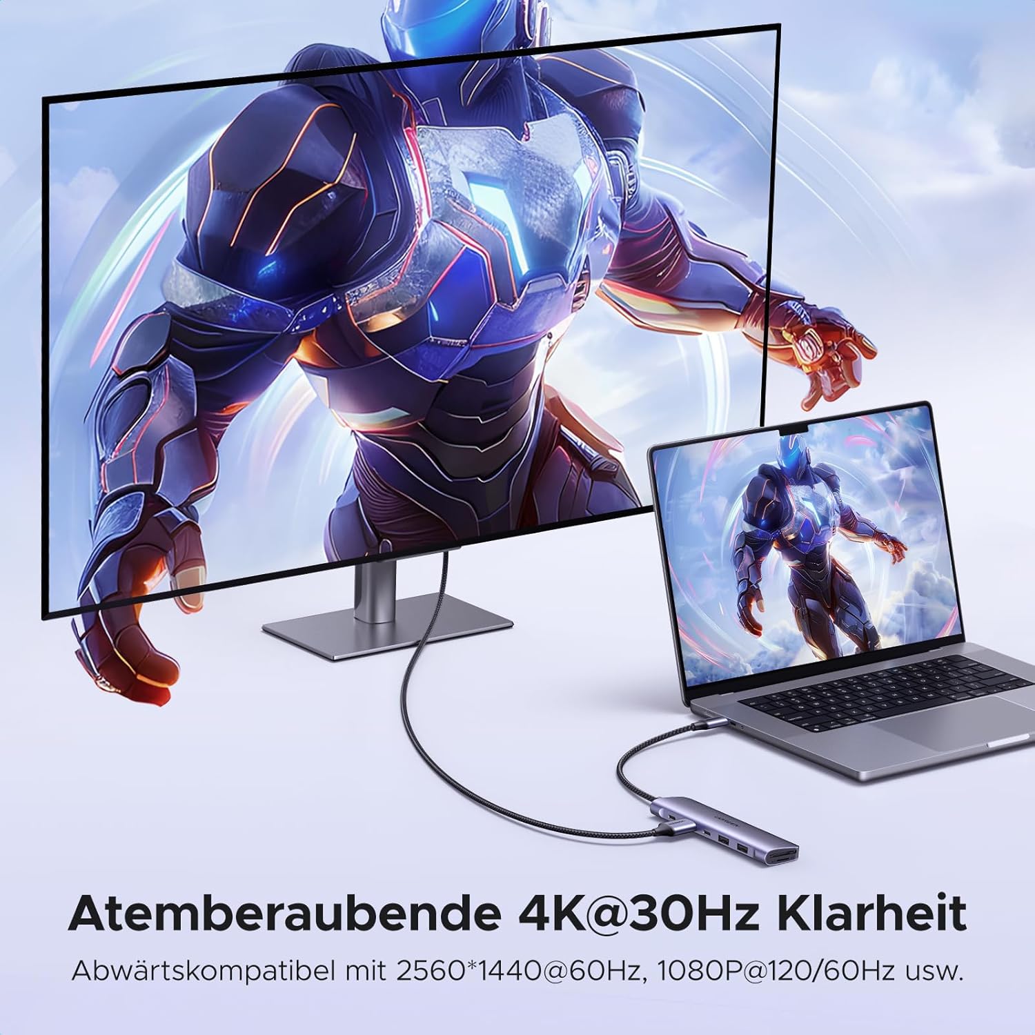 Detalle 2 de UGREEN Revodok 1071 USB C Hub 4K HDMI