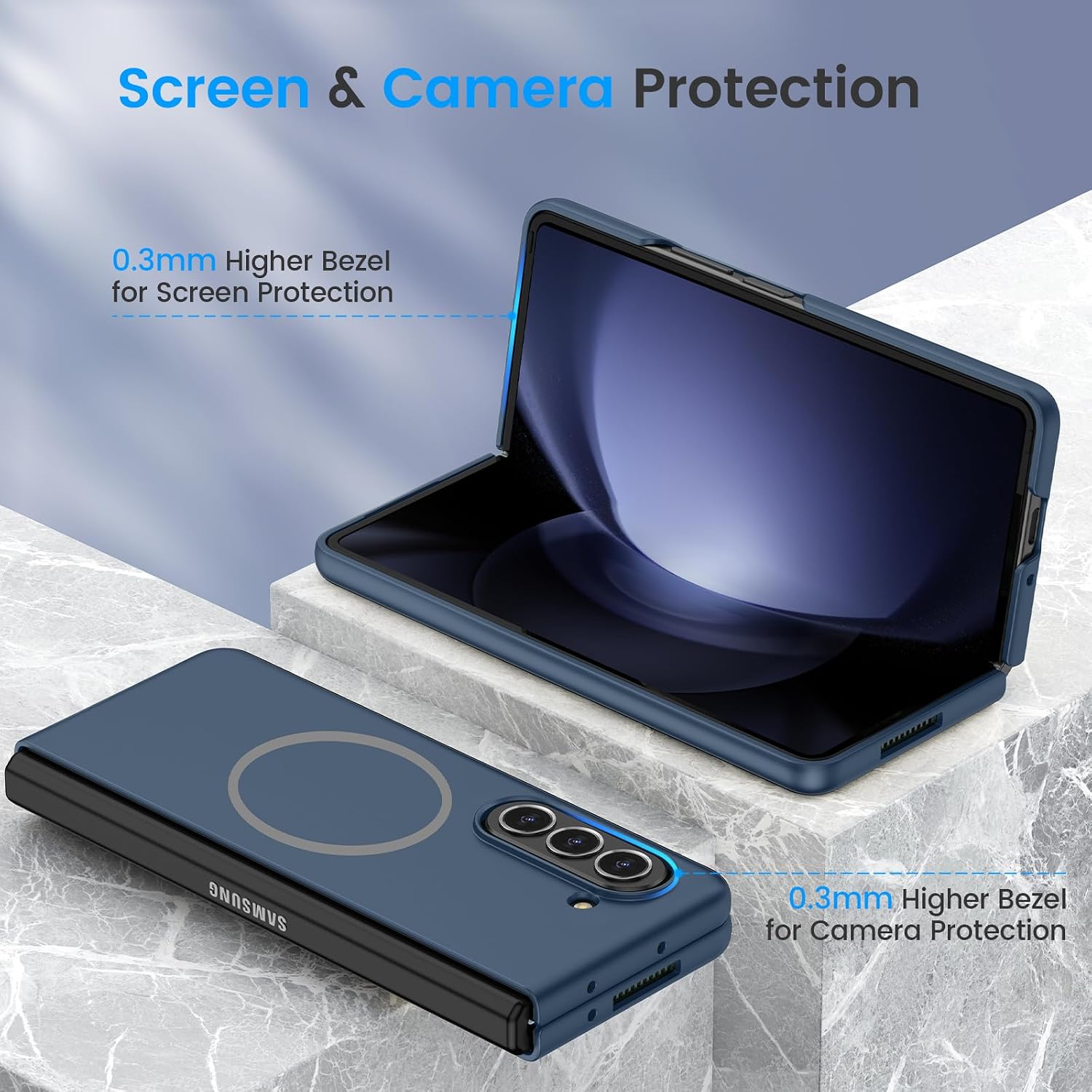 Detalle 2 de HWeggo Magnetic Case for Z Fold 5 with Privacy Screen Protector – Slim, Slimline Protection