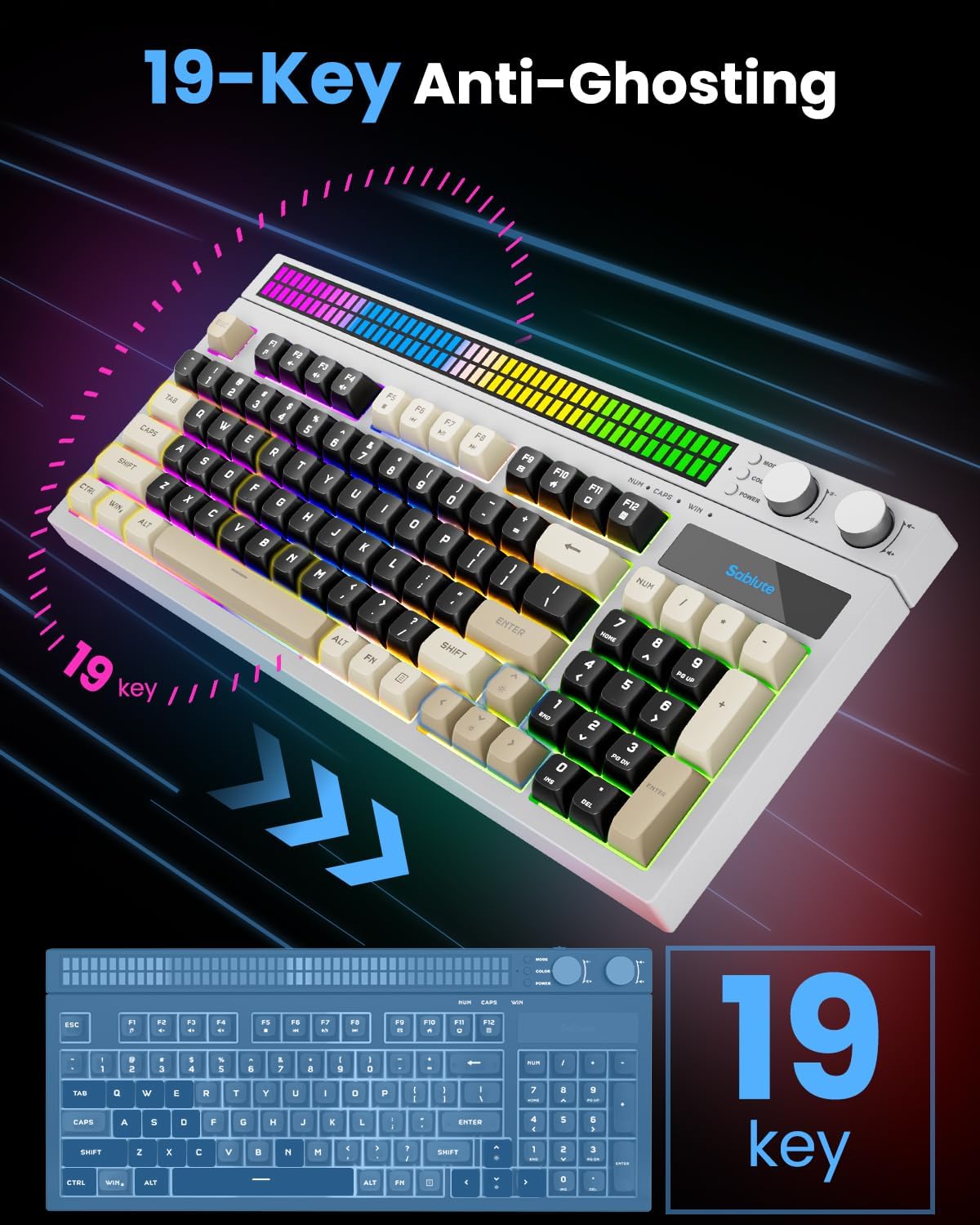 Thumbnail 6 de SABLUTE Gaming Keyboard 94-Key Compact