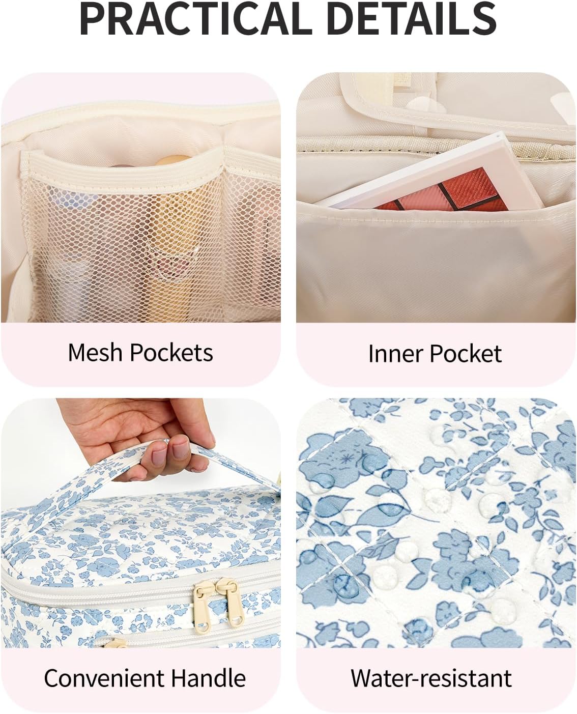 Detalle 2 de Travel Makeup Bag with Brush Compartment 23.5cm