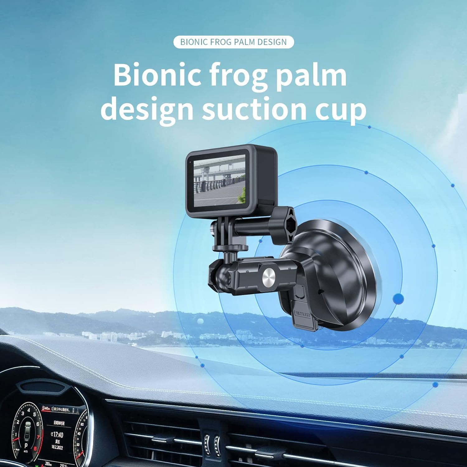 Thumbnail 2 de TELESIN Saugnapf Autohalterung für GoPro Hero, DJI Osmo Action und Insta360 – vielseitige Kfz-Halterung mit 360°-Auslage