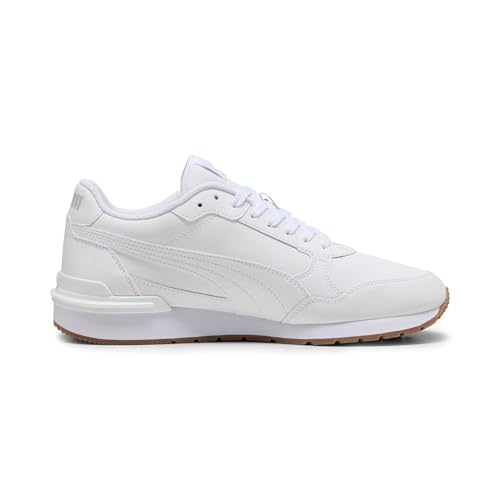 Detalle de PUMA ST Runner Leather V4 Sneaker unisex – Weiß Glacialgrau Kaugummi, Größe 44.5 EU