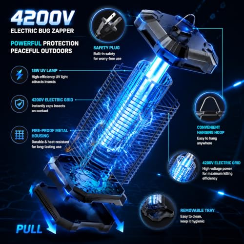 Thumbnail 1 de Jawlark Bug Zapper Outdoor: 4200V Electric Mosquito Zapper with 5ft Cord and IP44 Waterproof Design