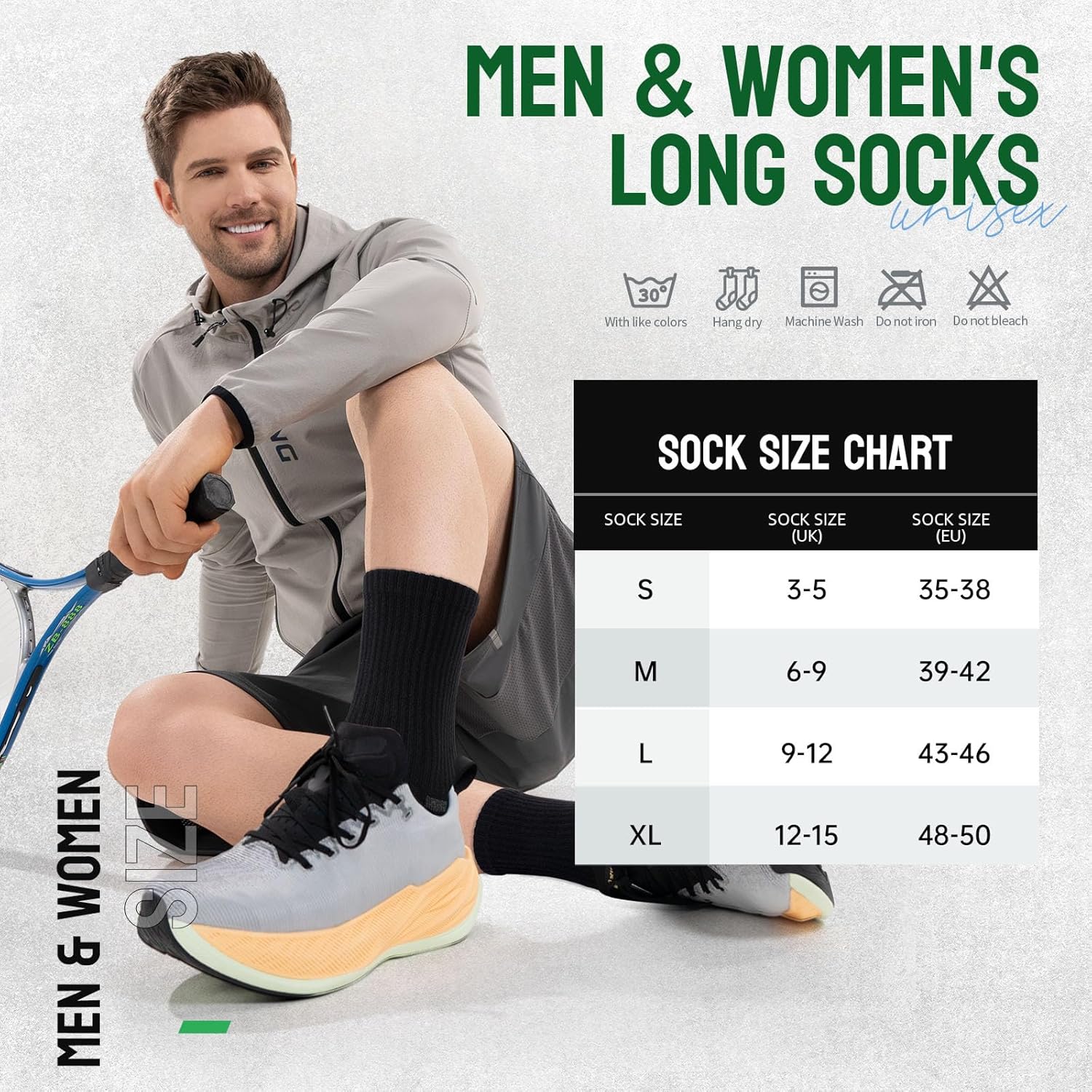 Thumbnail 6 de Alaplus Men's Hiking Socks Breathable Cotton Crew – Multipack (5/6 Pairs)