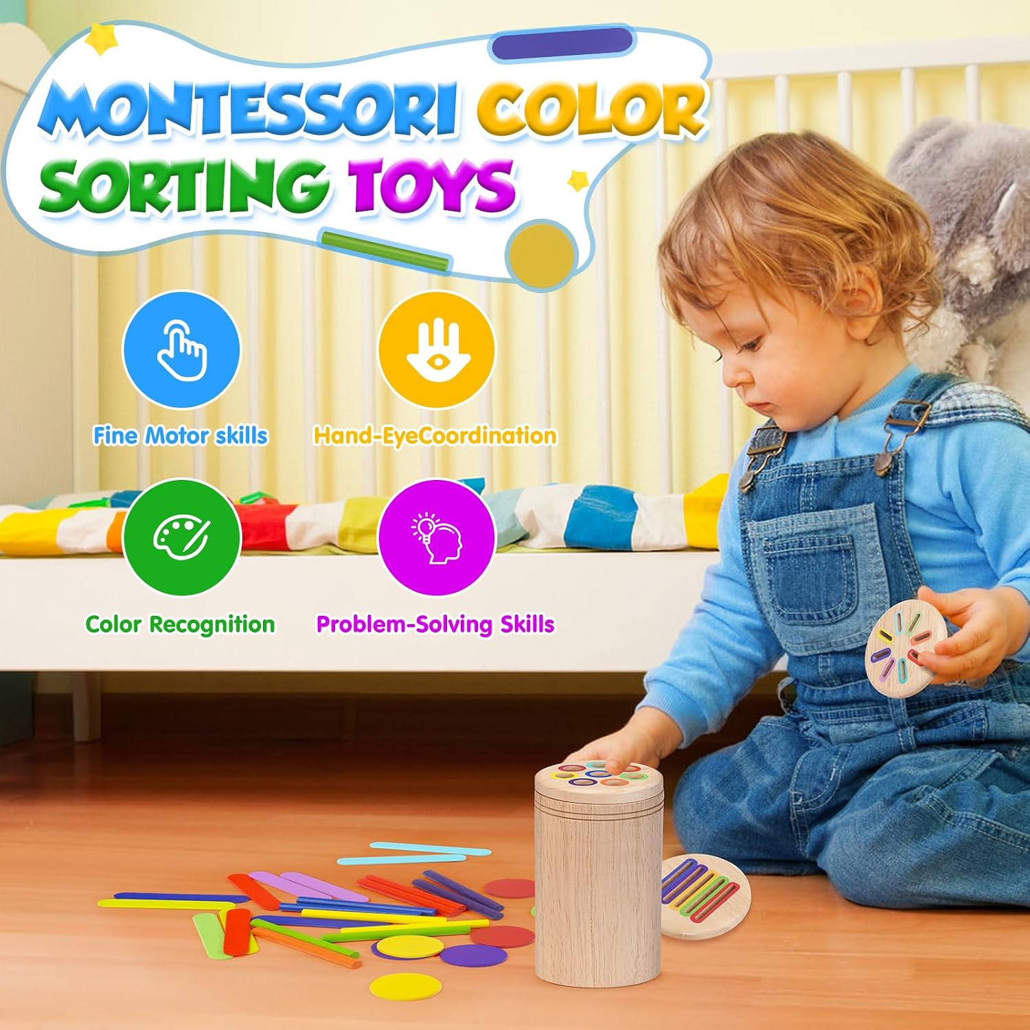 Thumbnail 3 de Joozmui Montessori Wooden 3‑in‑1 Toy for 1–3 Years