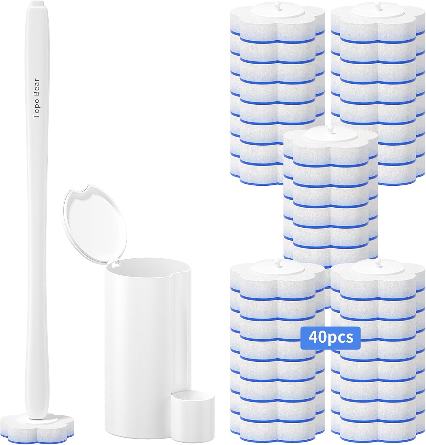 Detalle de Topo Bear top1 Disposable Toilet Bowl Brush Starter Kit with 40 Refills