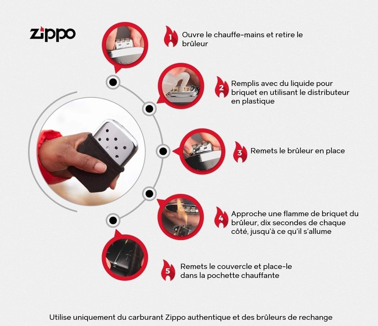 Detalle de Zippo Chauffe Main — Chaufferette rechargeable, 12 heures de chaleur, chrome poli