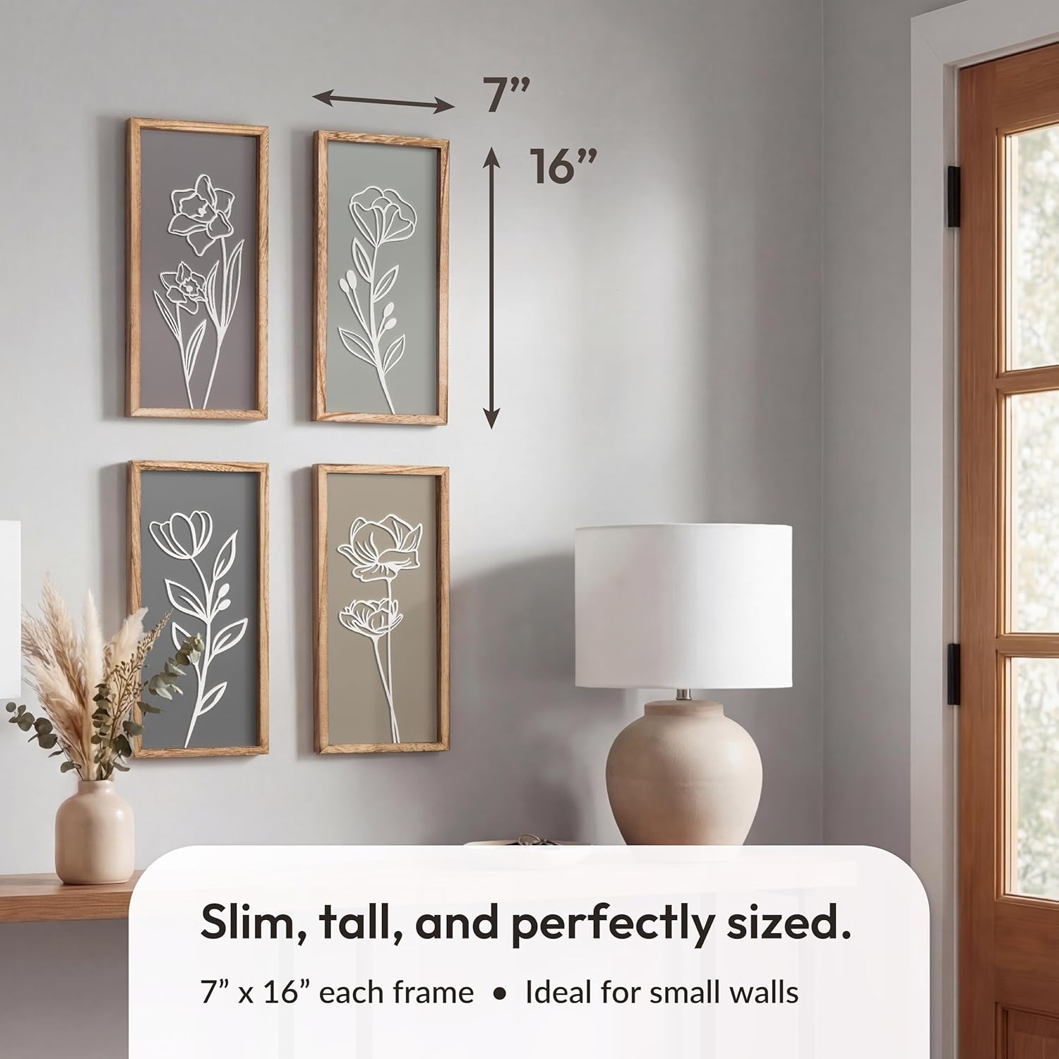 Thumbnail 2 de 3D Wooden Floral Wall Art Set of 4 🖼