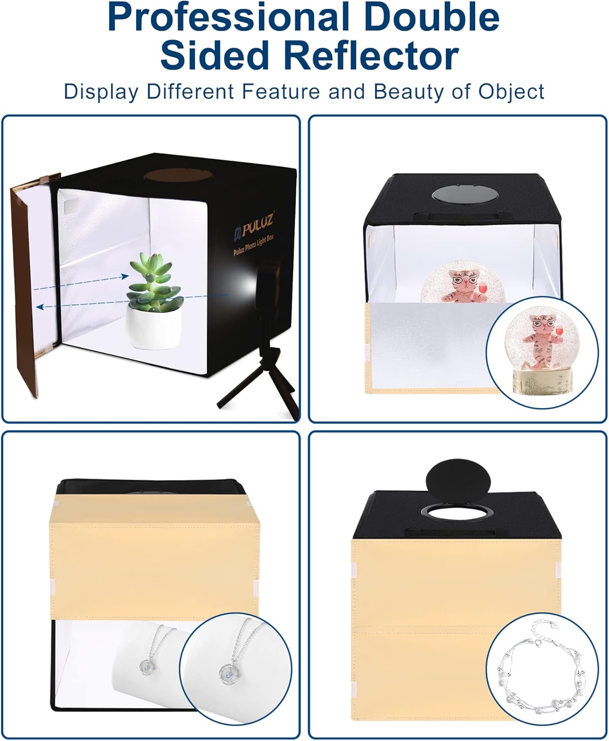 Detalle de PULUZ 12''×12'' Portable Photography Light Box — 30cm with 120 LED Lights and 6 Backdrops
