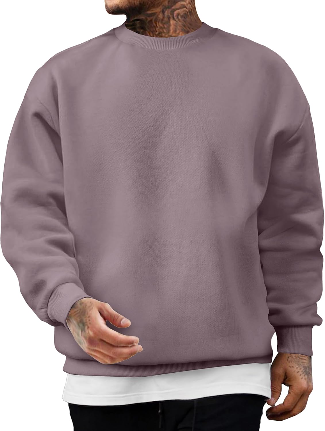 Thumbnail 6 de JMIERR Sweatshirt Herren Baumwolle Rundhals Hoodie – Wärmendes Langarm-Shirt mit Fleece-Futter