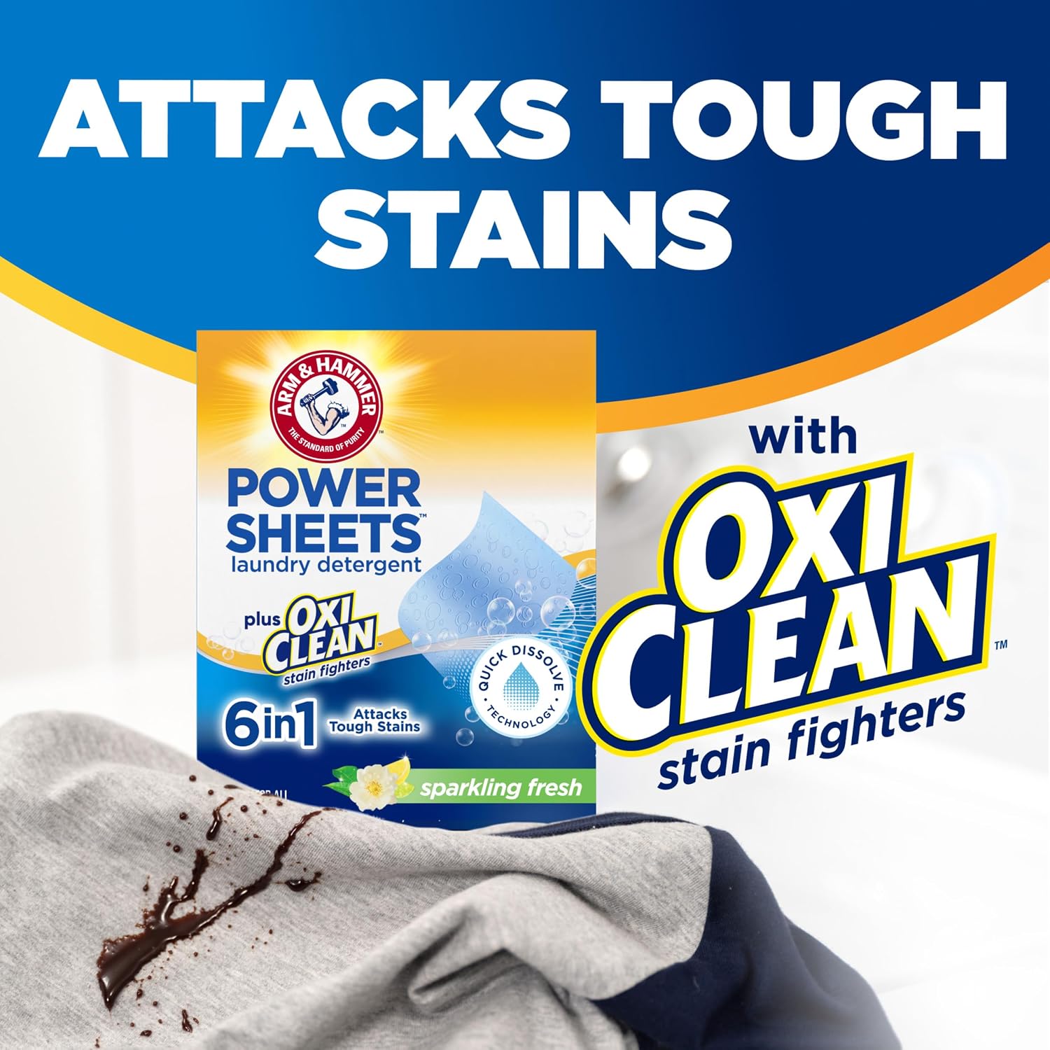 Detalle 2 de ARM & HAMMER Power Sheets Laundry Detergent Plus OxiClean, 42 Count