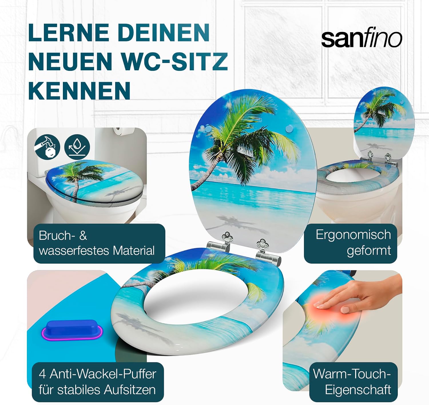 Detalle 2 de SANFINO Premium WC Sitz mit Absenkautomatik, Palm