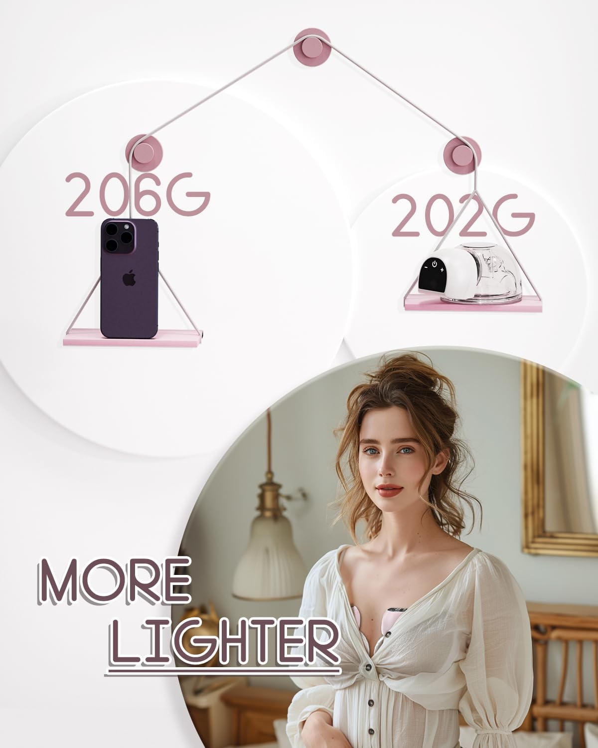 Thumbnail 1 de KISSBOBO ABP-1508PRO Hands Free Electric Breast Pump (Pink)