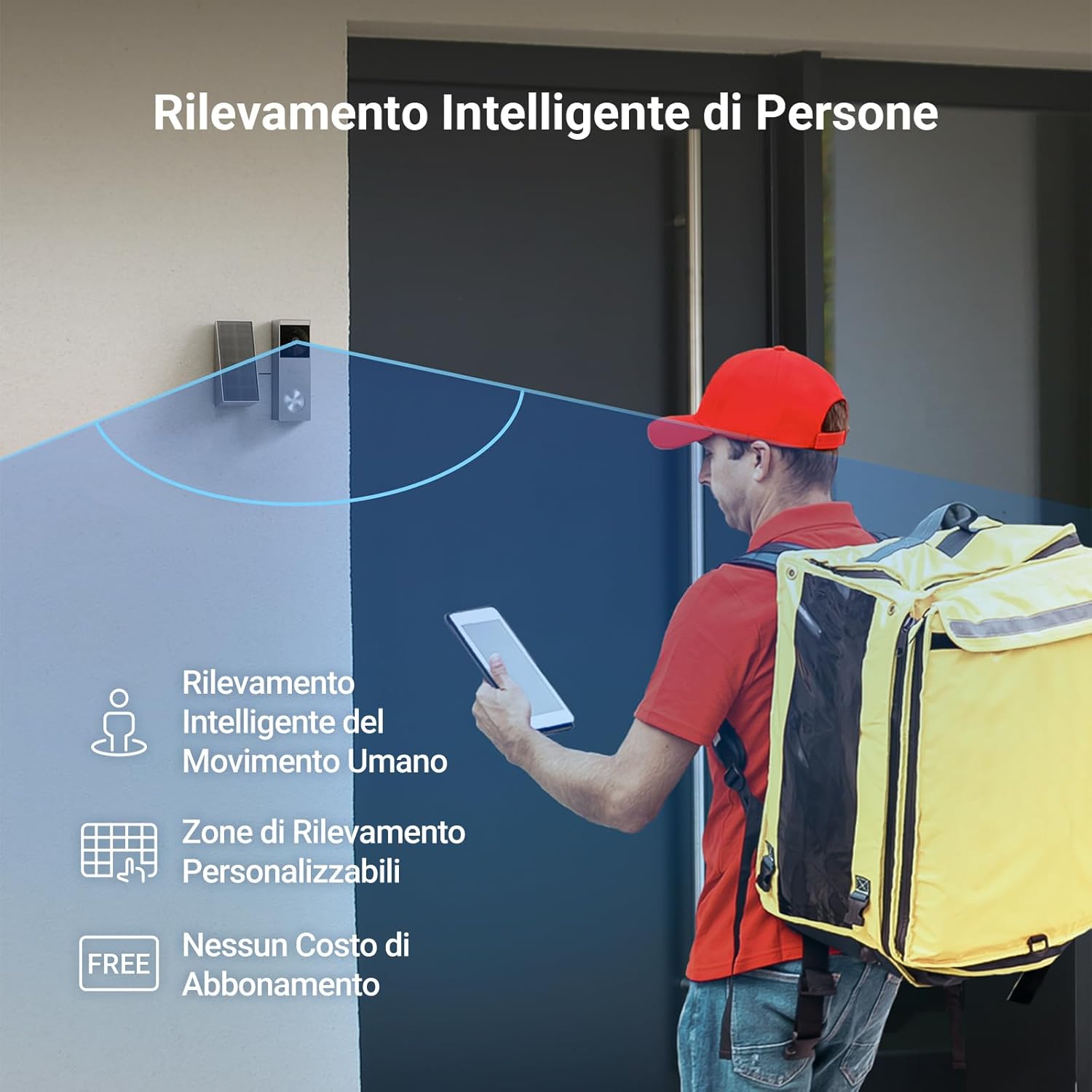 Thumbnail 2 de EZVIZ CP3 Pro campanello WiFi 2K a batteria con pannello solare, rilevamento persone e audio bidirezionale