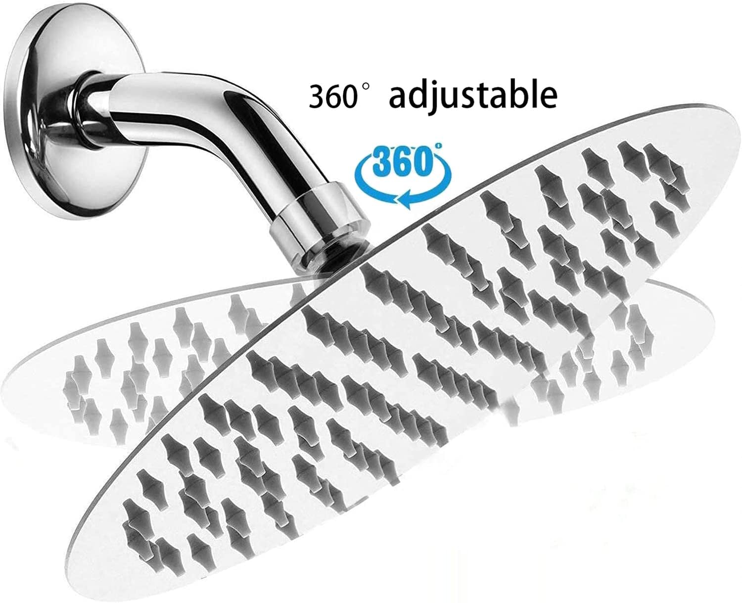 Detalle de WOOPHEN 12 inch 304 stainless steel rainfall shower head with swivel angle and anti-clog silicone nozzles