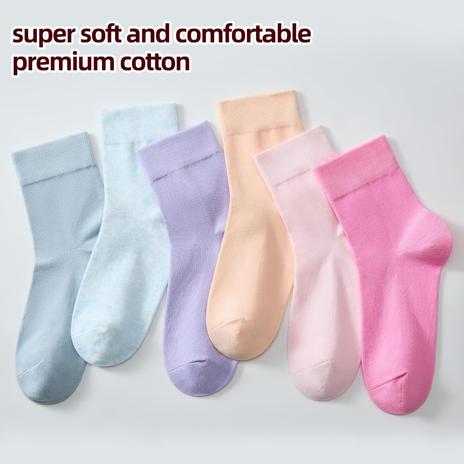 Detalle de ATBITER Ankle Socks, Thin Cotton Crew Socks for Flats and Sneakers, 6 Pairs